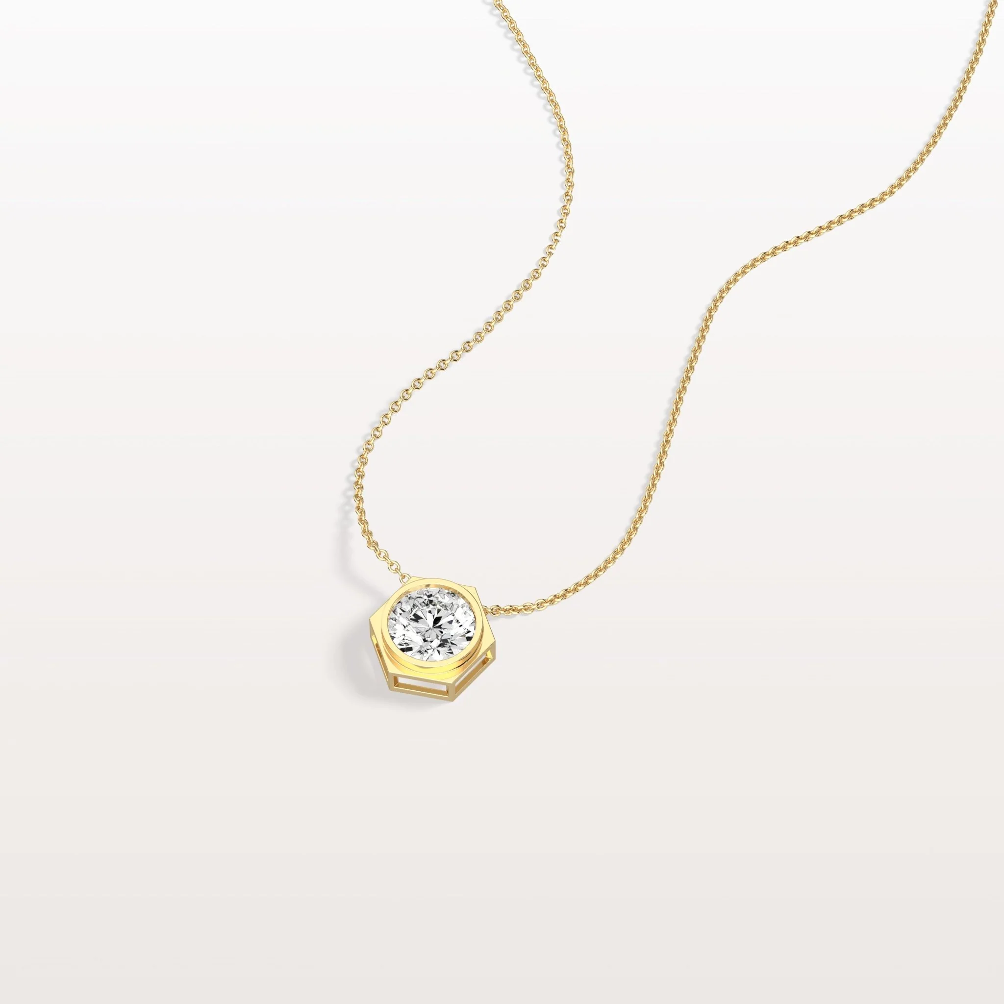 1CT Hexagon Lab Grown Diamond Necklace in 14K Solid Gold/Platinum - Image 6
