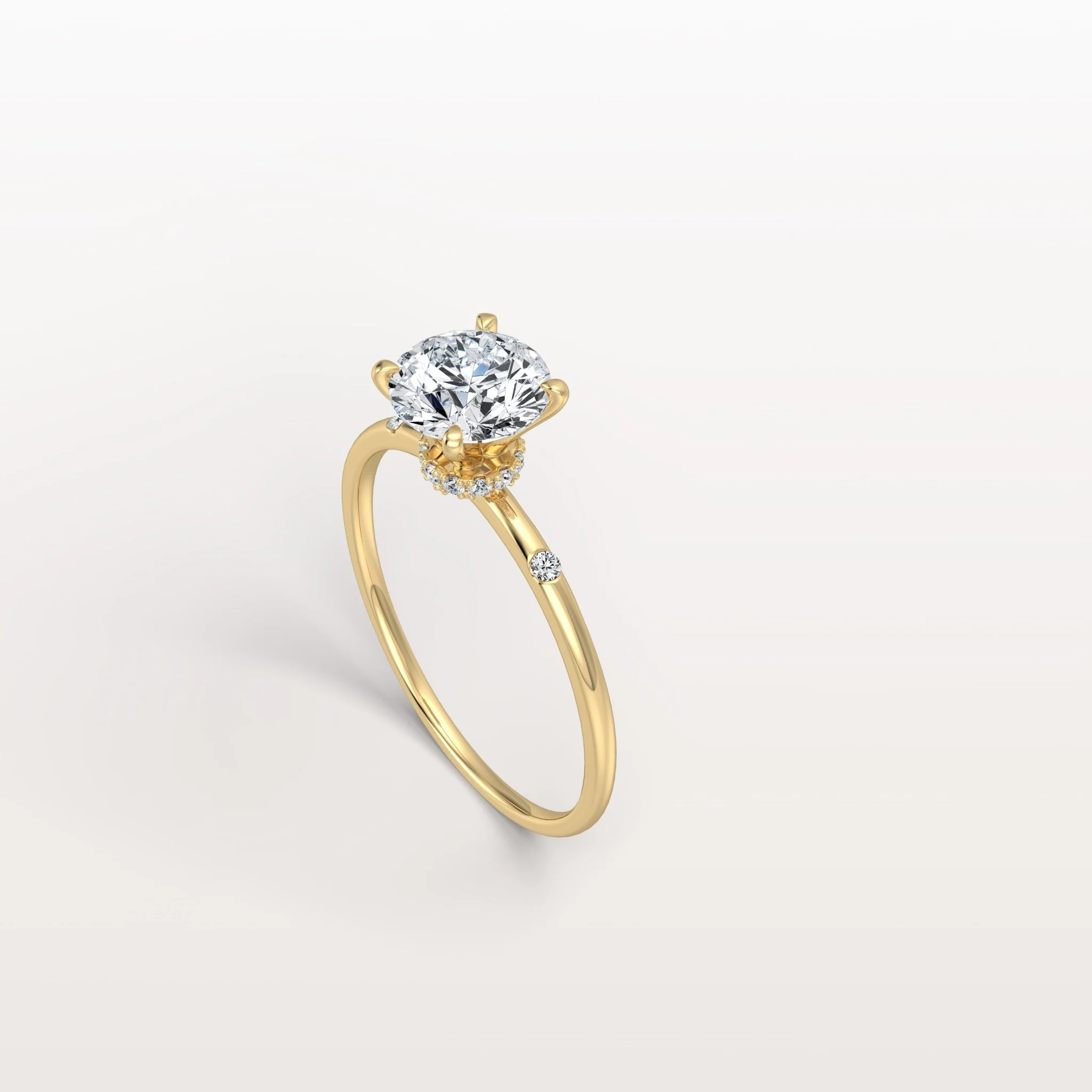 Noelle丨1CT Hidden Halo Lab Diamond Engagement Ring with Side Accents - Image 4