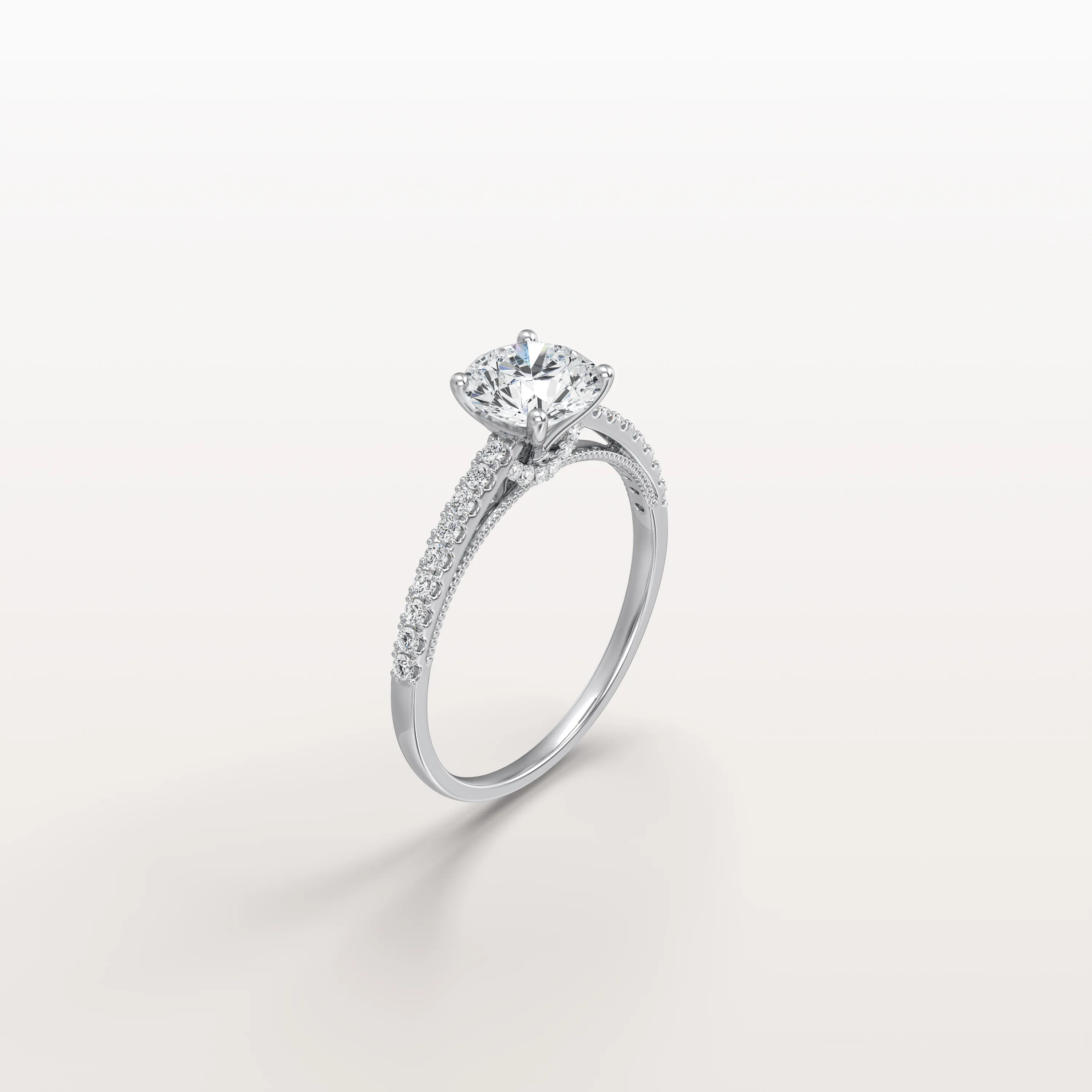 Kaia丨1CT Lab Diamond Pave Hidden Halo Ring-Cathedral Ring - Image 28