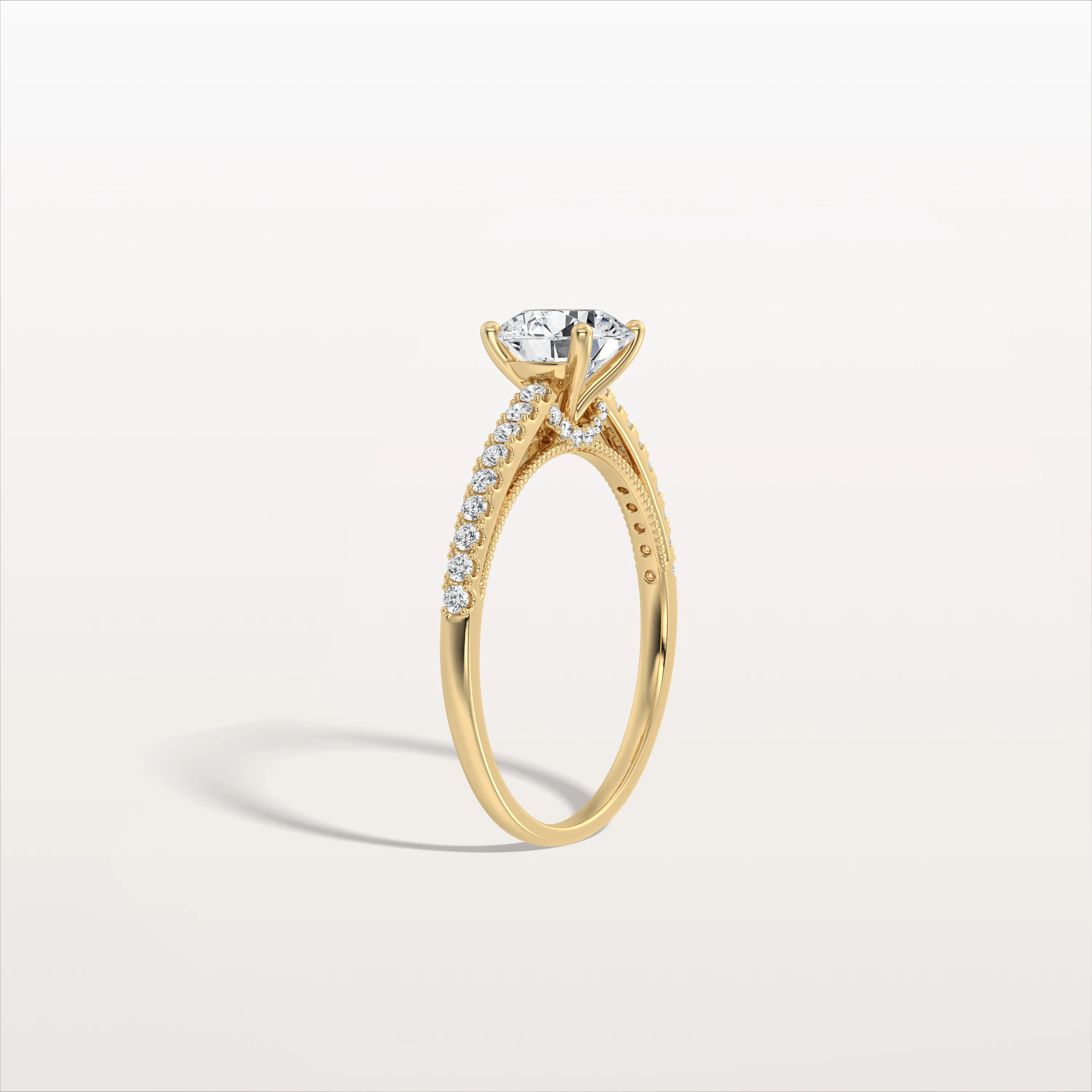 Kaia丨1CT Lab Diamond Pave Hidden Halo Ring-Cathedral Ring - Image 4