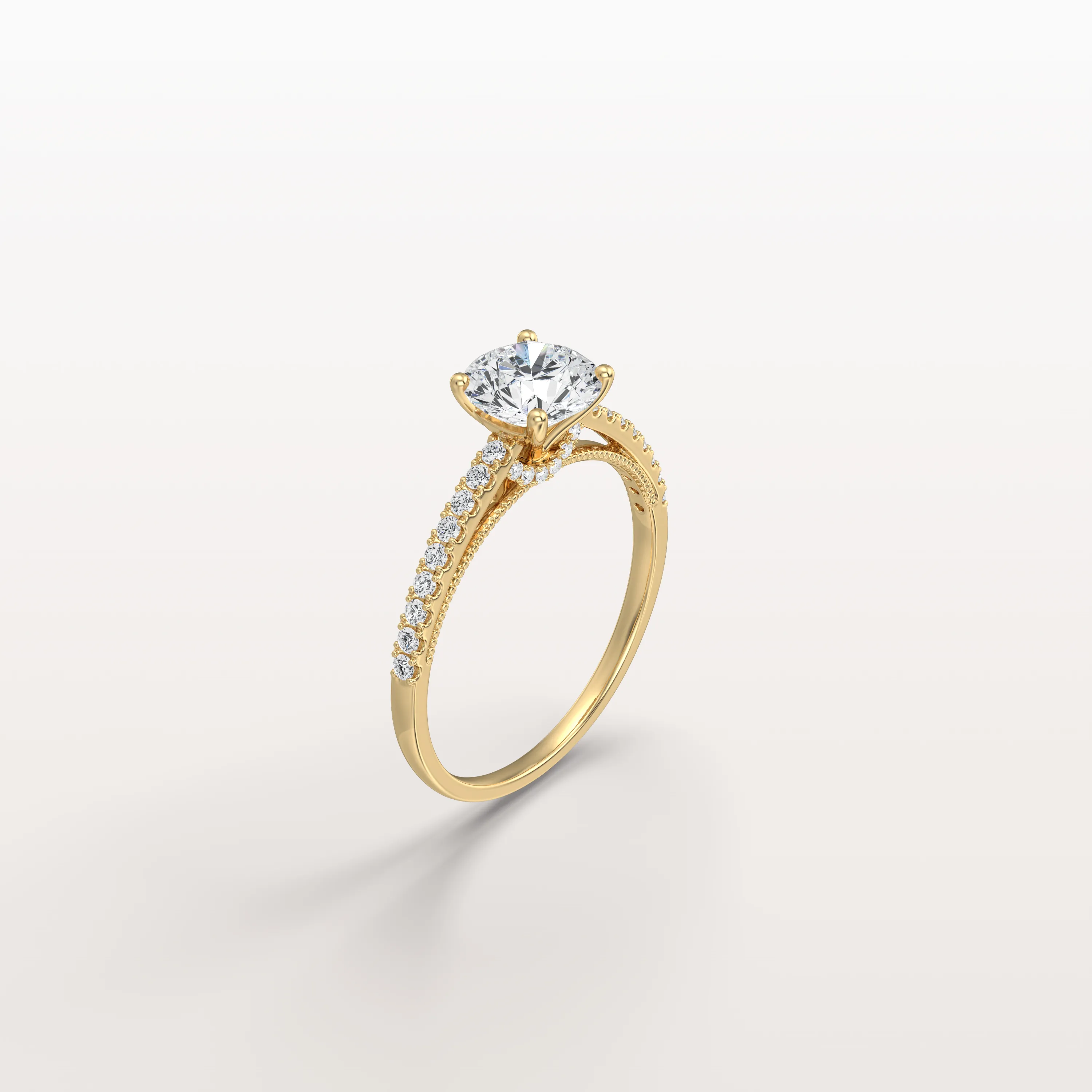 Kaia丨1CT Lab Diamond Pave Hidden Halo Ring-Cathedral Ring - Image 6
