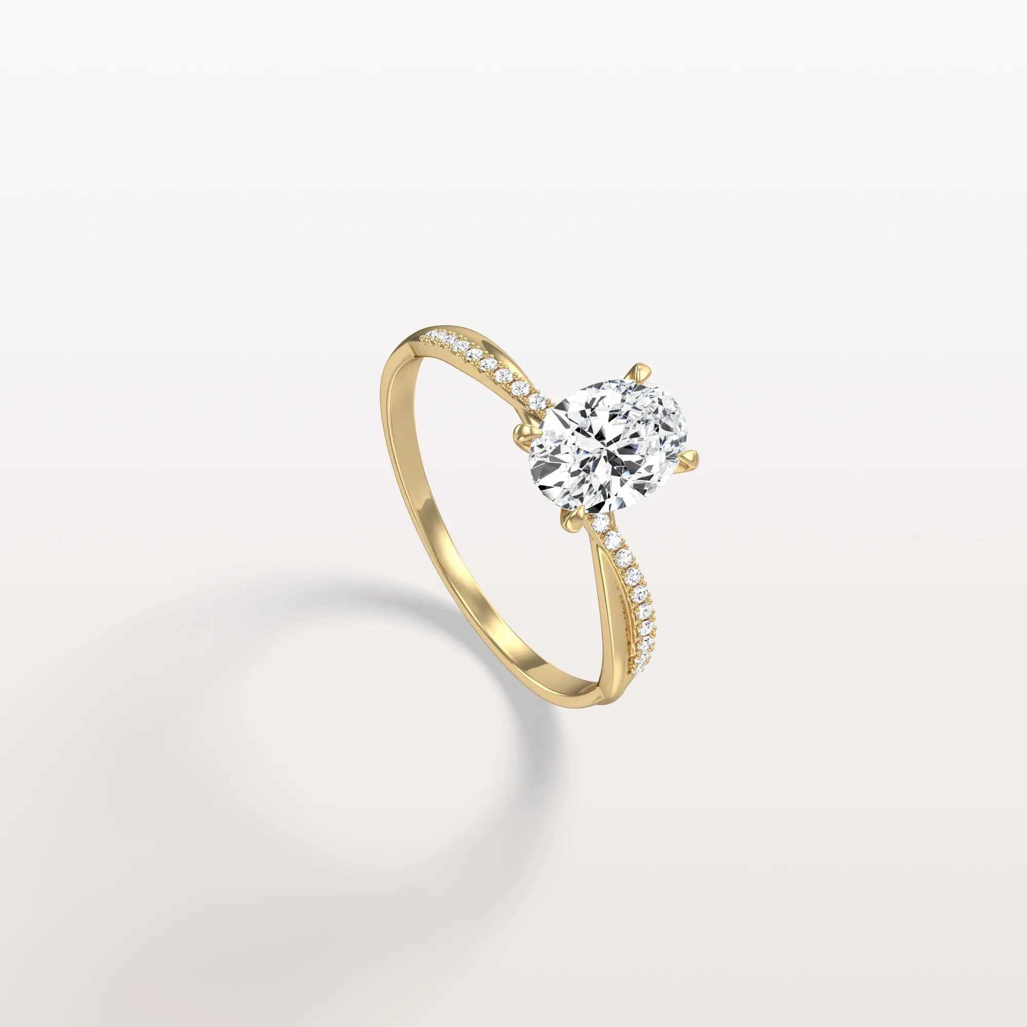Amara丨1CT Oval Cut Lab Diamond Twisted Engagement Ring In Solid Gold/Platinum - Image 4