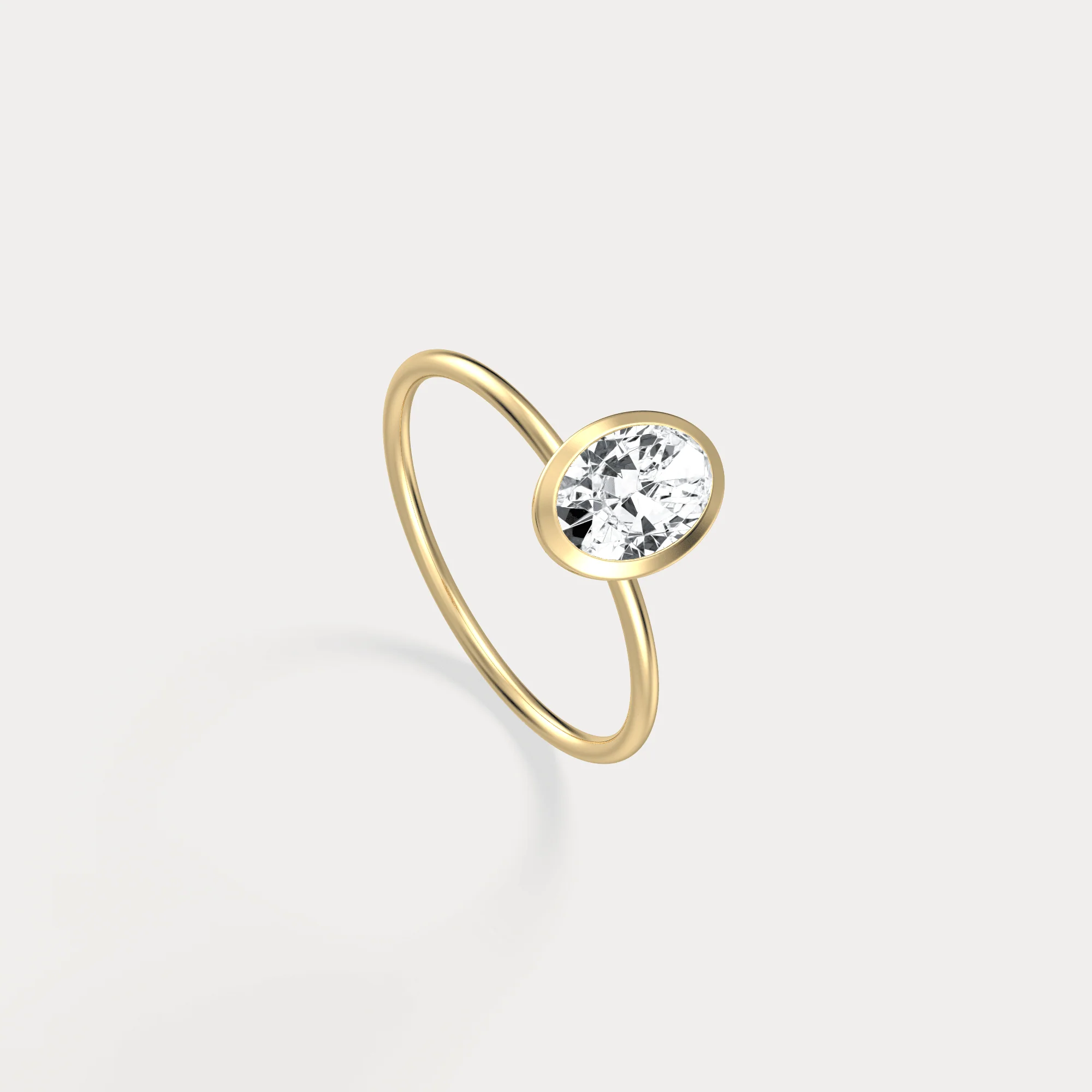 Sophia丨1CT Oval Cut Lab-Grown Diamond Bezel Engagement Ring in 14K Gold/Platinum - Image 5