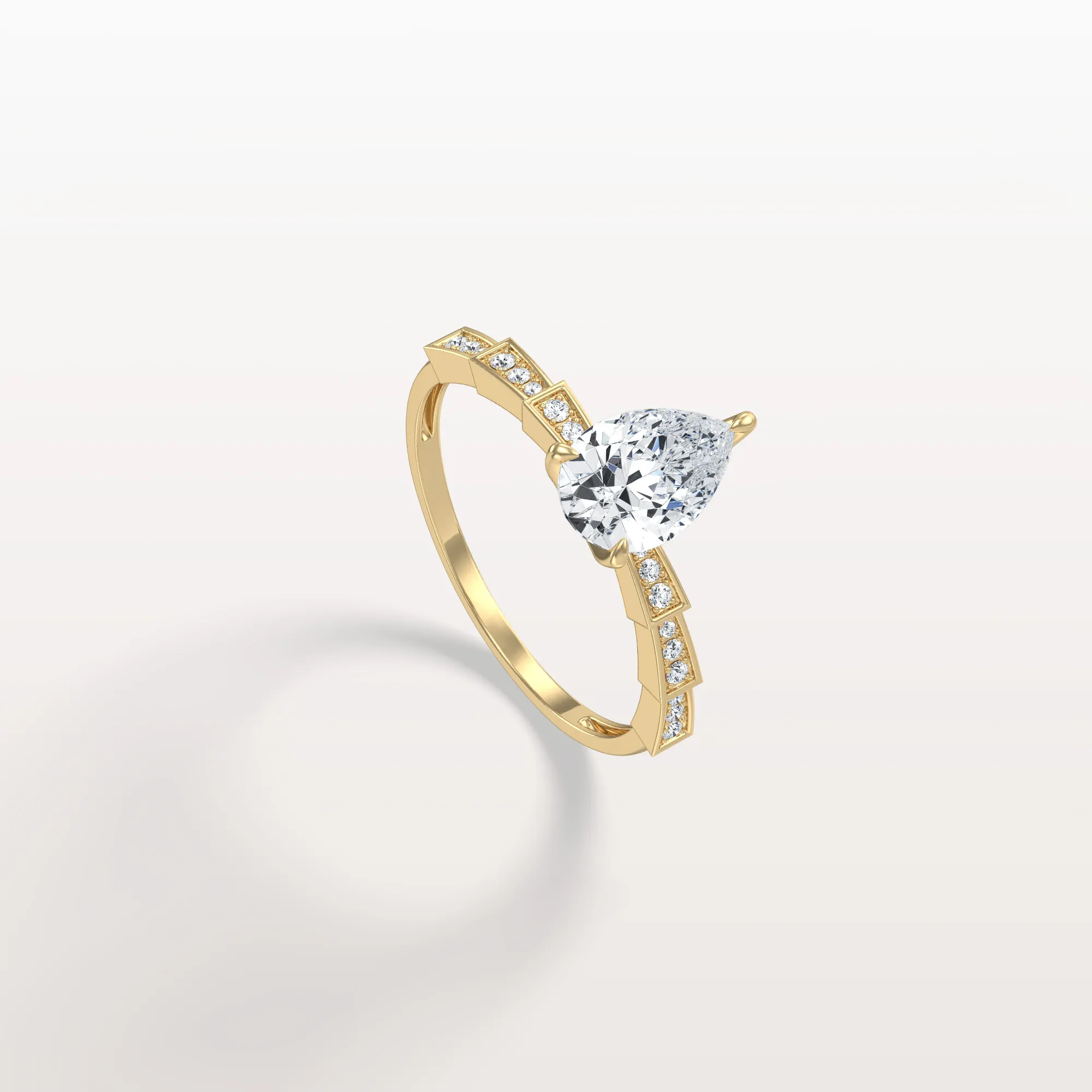 Celeste丨1CT Pear Cut Lab Diamond Hidden Halo Ring-Modern Style - Image 4