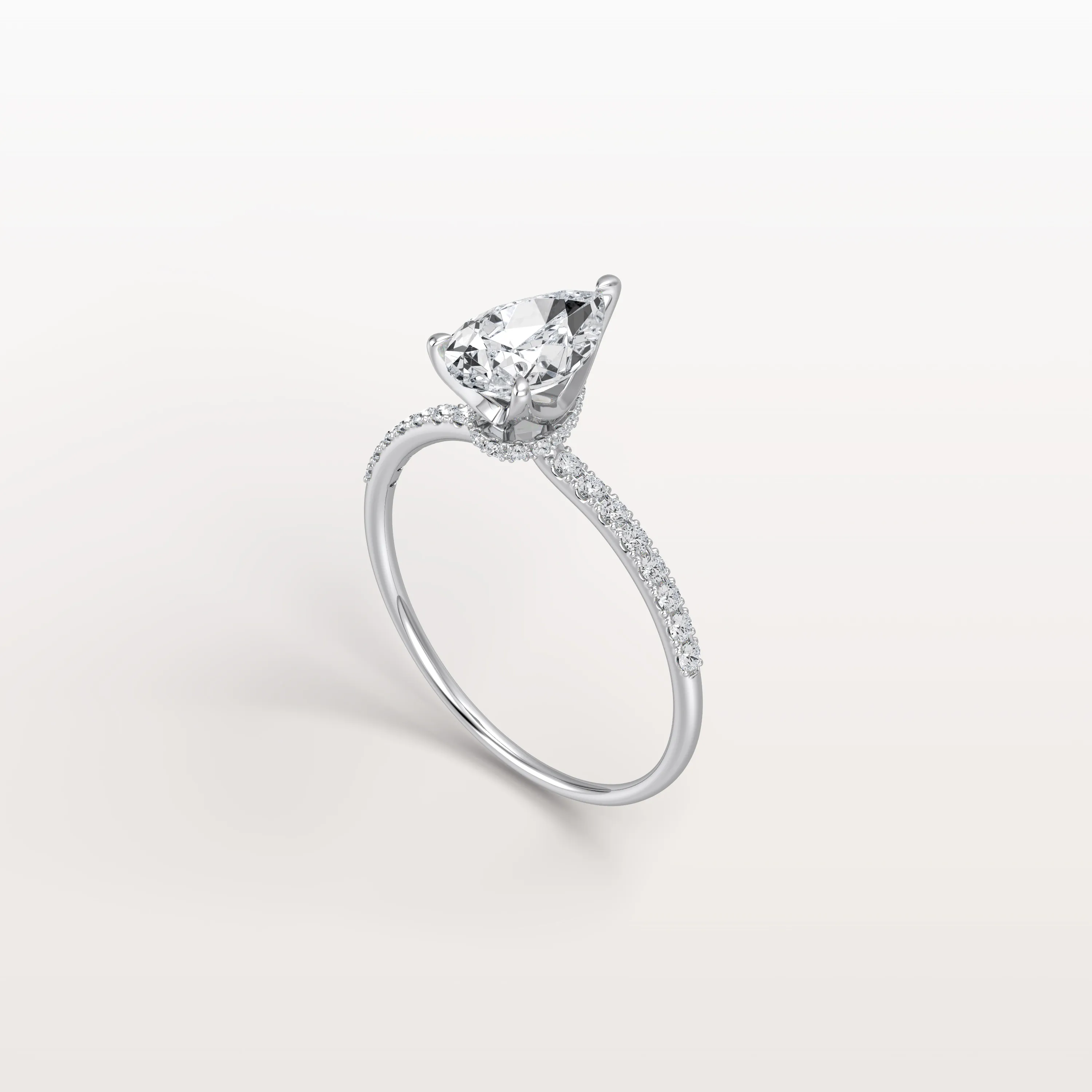Selene丨1CT Pear Lab Diamond Engagement Ring–Pave Band in 14K Gold - Image 12
