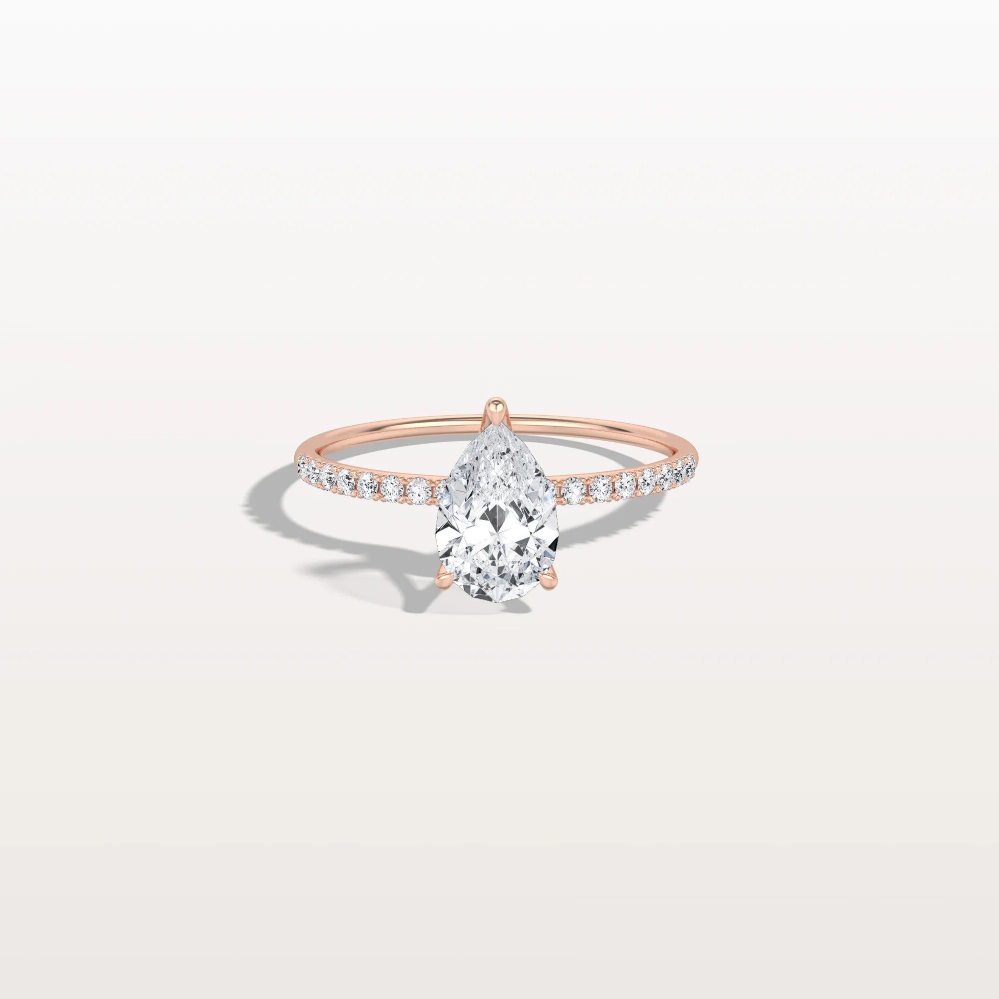 Selene丨1CT Pear Lab Diamond Engagement Ring–Pave Band in 14K Gold - Image 16