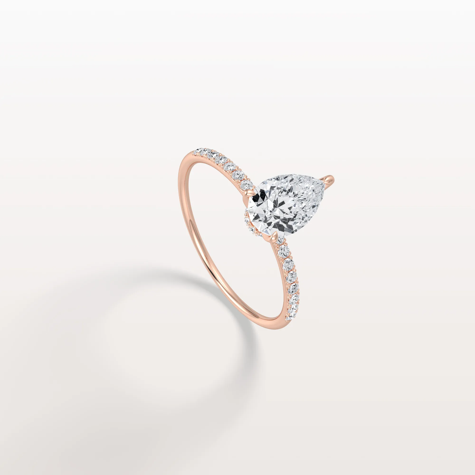 Selene丨1CT Pear Lab Diamond Engagement Ring–Pave Band in 14K Gold - Image 20