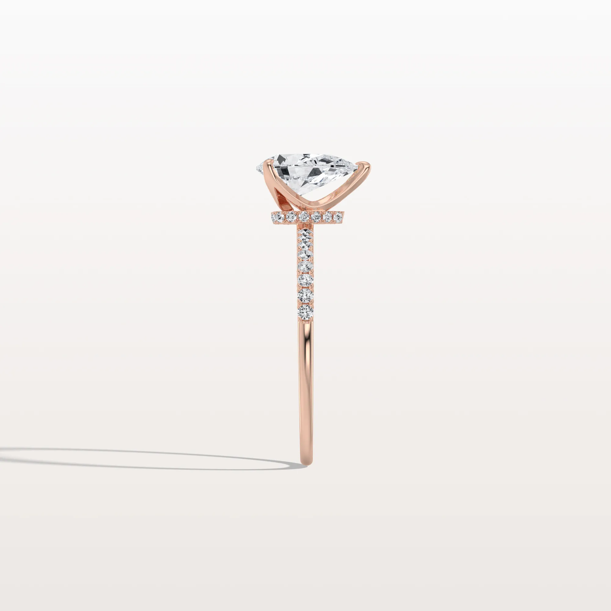Selene丨1CT Pear Lab Diamond Engagement Ring–Pave Band in 14K Gold - Image 22