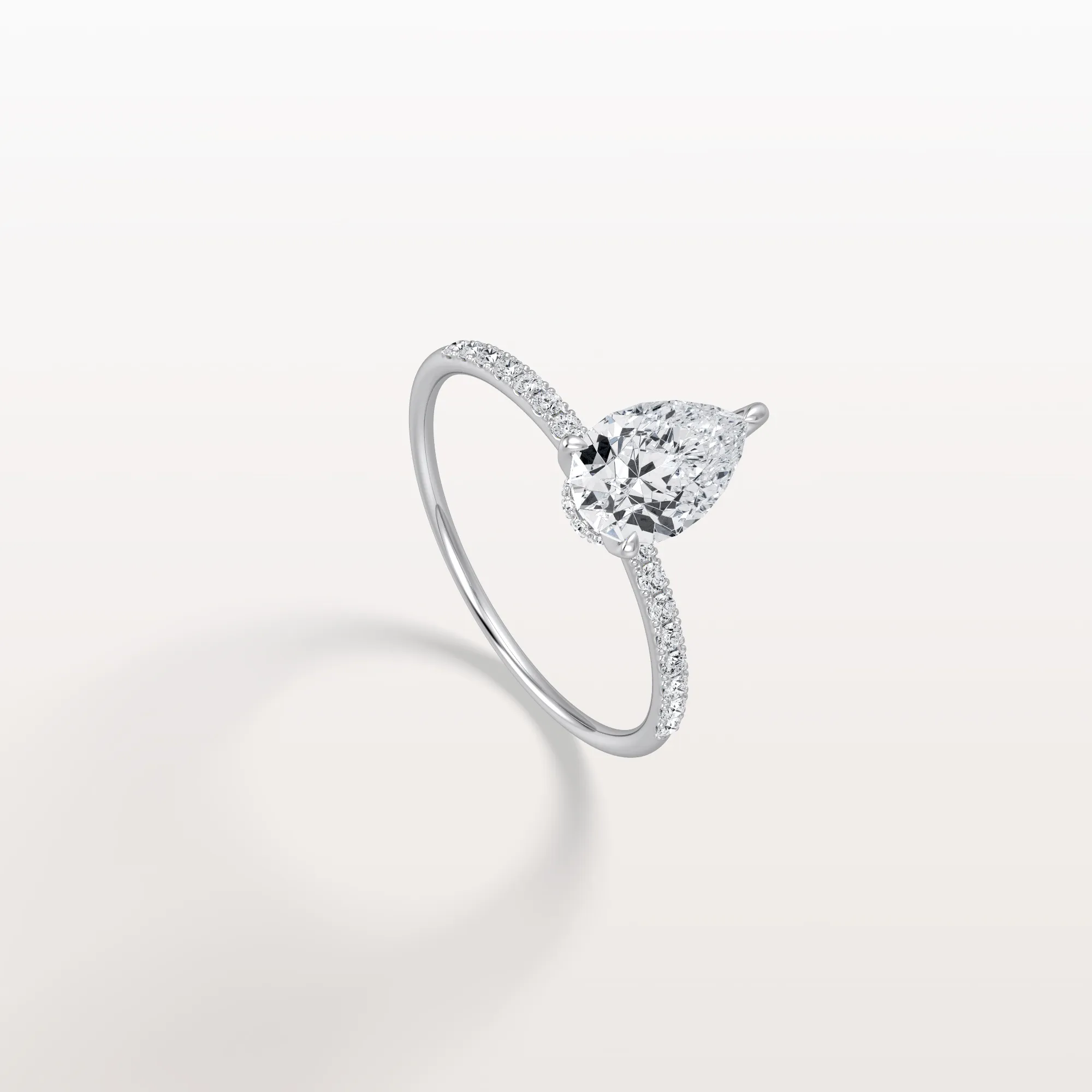 Selene丨1CT Pear Lab Diamond Engagement Ring–Pave Band in 14K Gold - Image 26