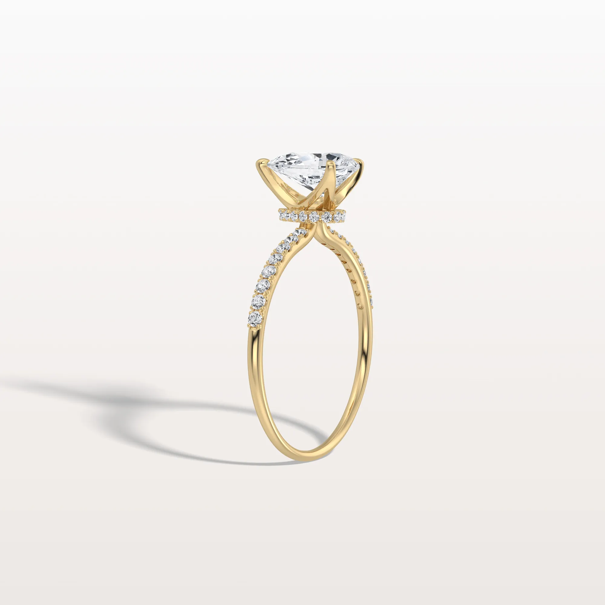 Selene丨1CT Pear Lab Diamond Engagement Ring–Pave Band in 14K Gold - Image 4