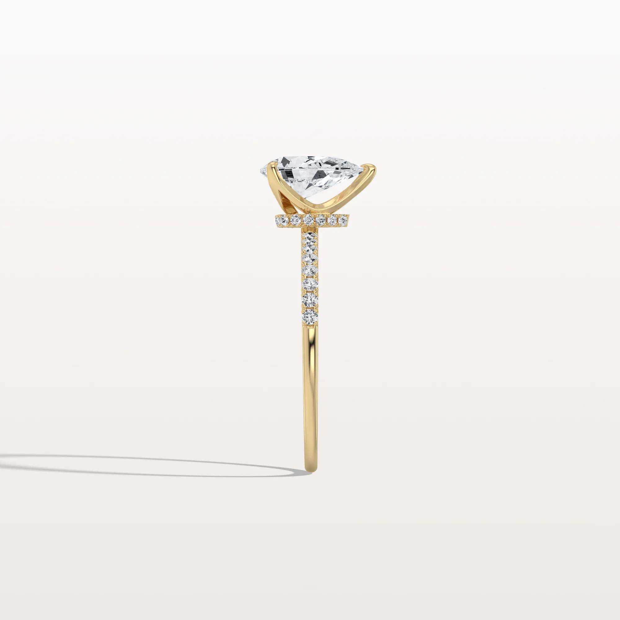 Selene丨1CT Pear Lab Diamond Engagement Ring–Pave Band in 14K Gold - Image 5