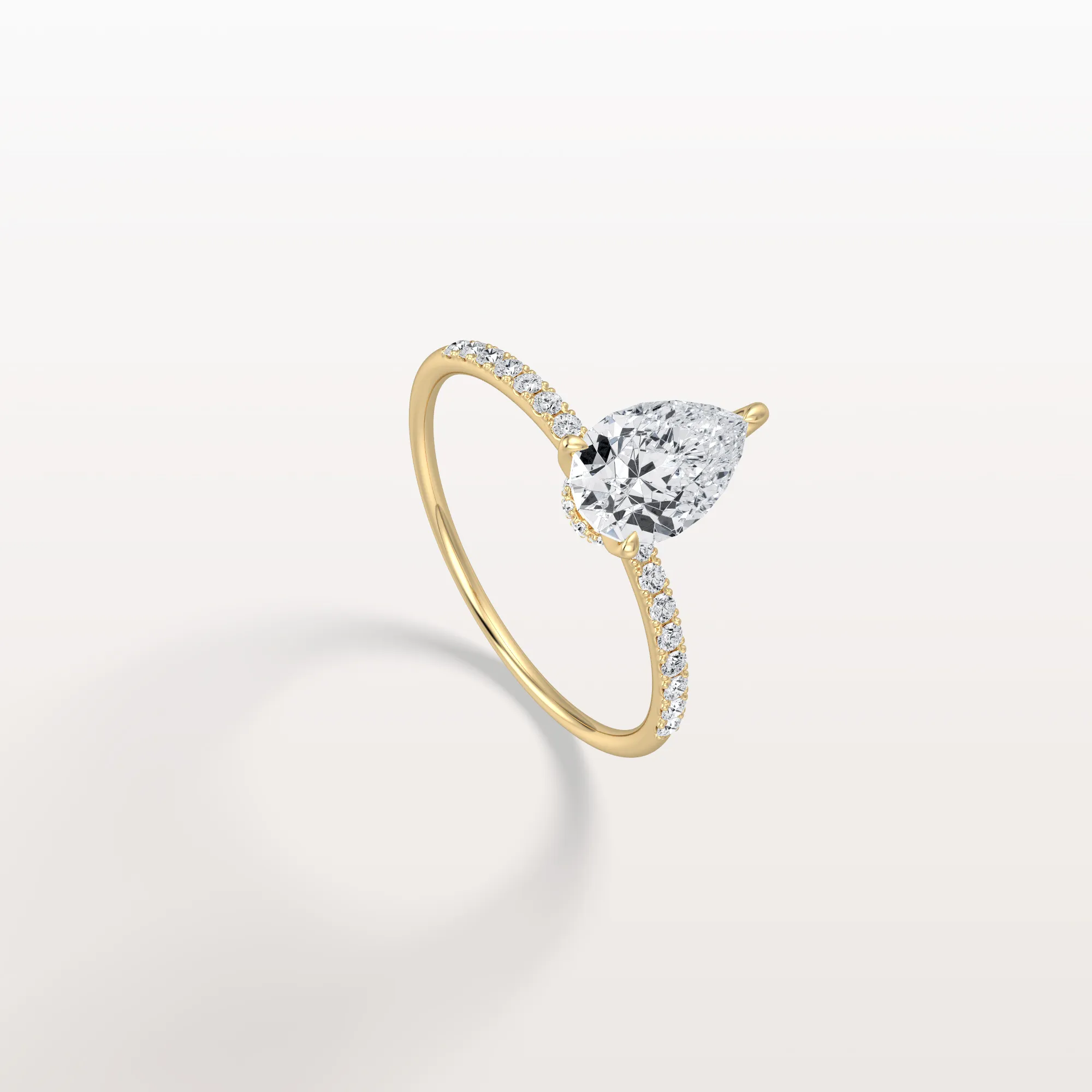 Selene丨1CT Pear Lab Diamond Engagement Ring–Pave Band in 14K Gold - Image 6