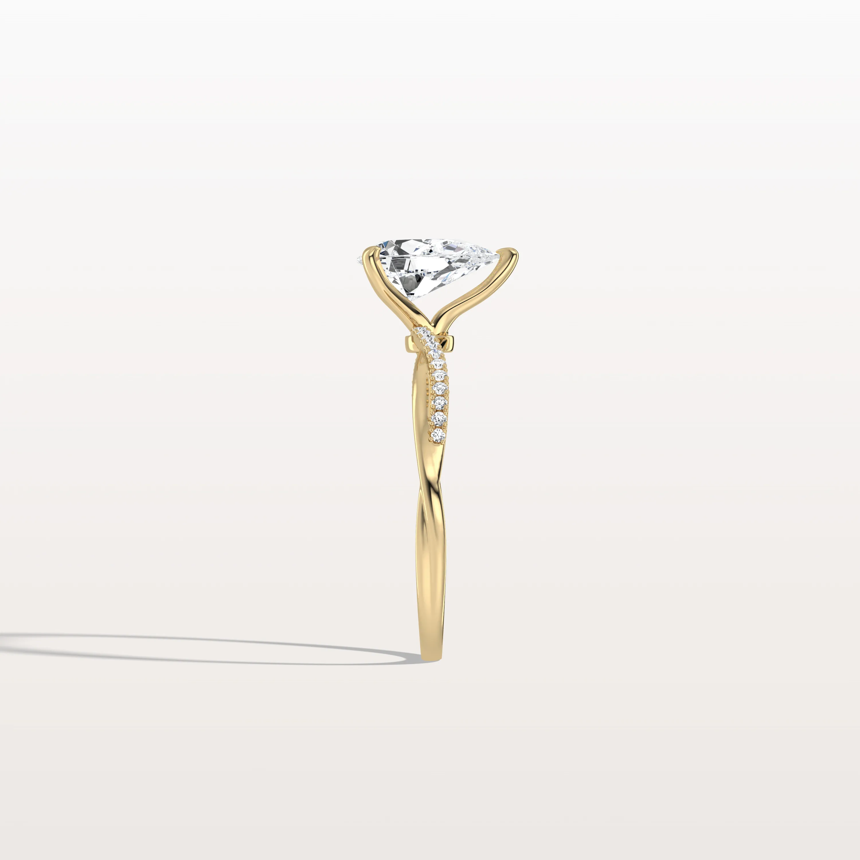 Noelle丨1CT Pear Lab Diamond Engagement Ring–Twisted 14K Gold Band - Image 13