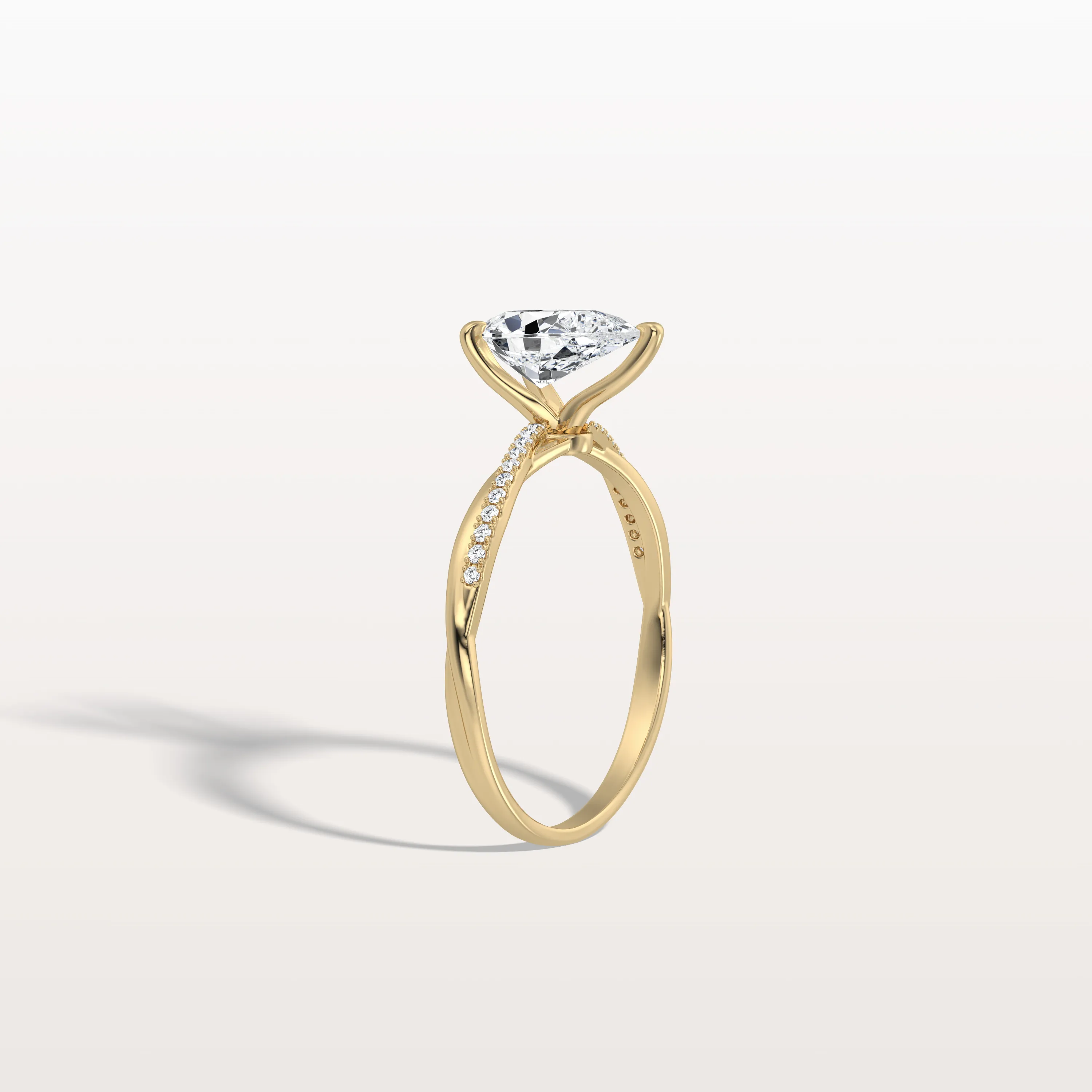 Noelle丨1CT Pear Lab Diamond Engagement Ring–Twisted 14K Gold Band - Image 14