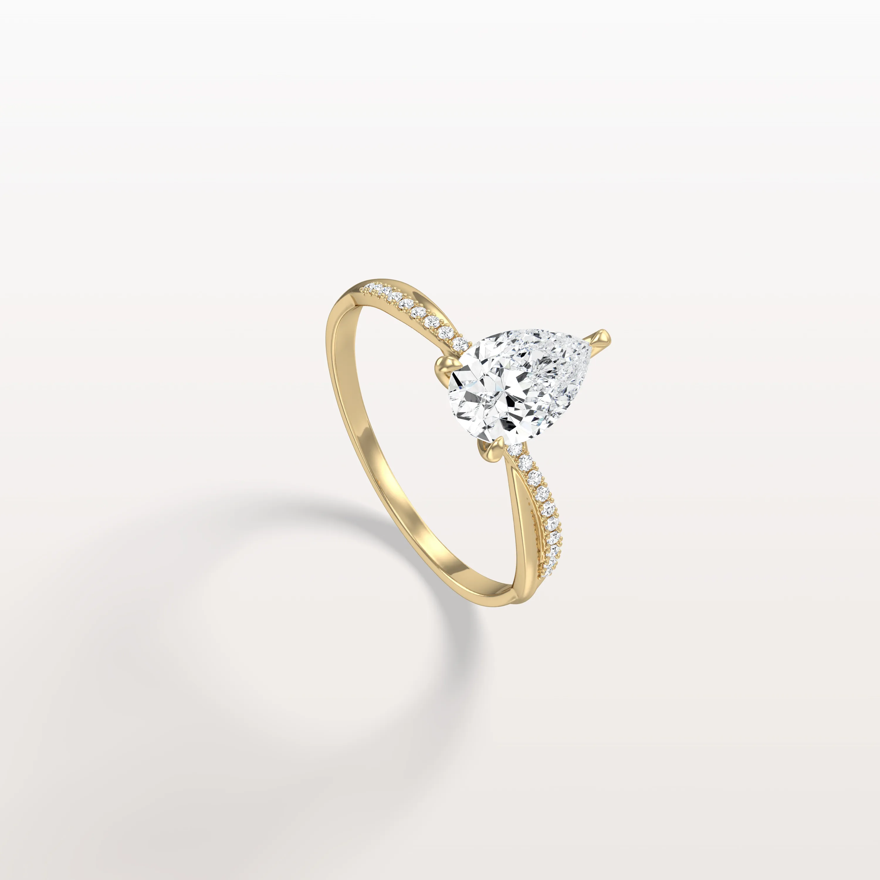 Noelle丨1CT Pear Lab Diamond Engagement Ring–Twisted 14K Gold Band - Image 15