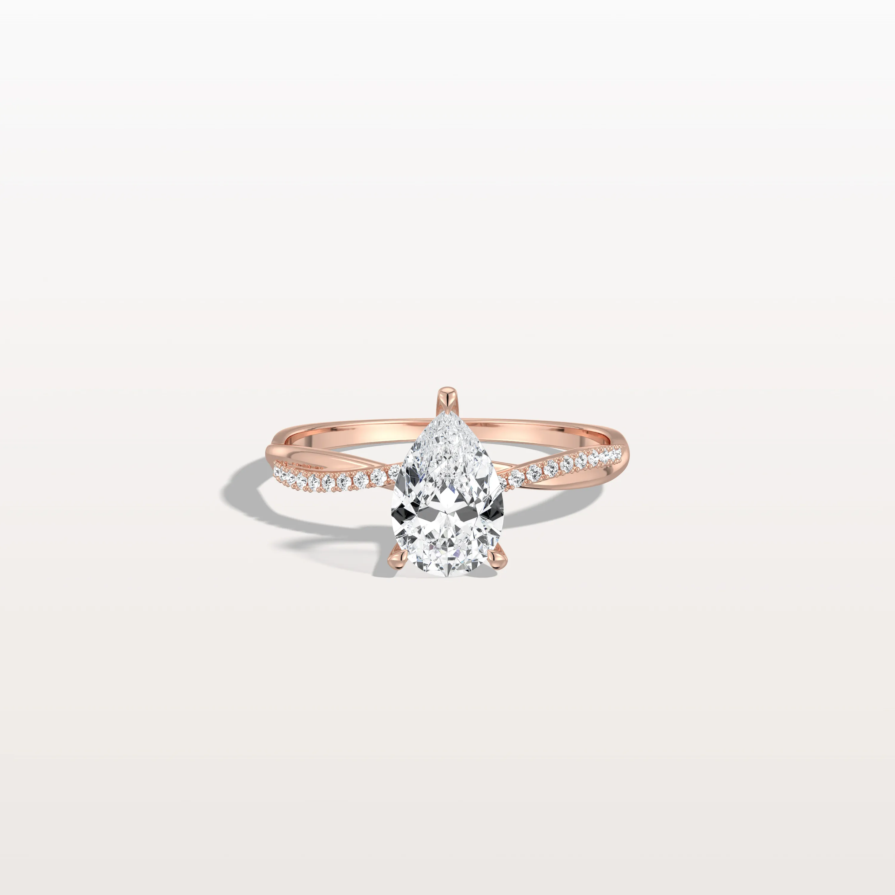 Noelle丨1CT Pear Lab Diamond Engagement Ring–Twisted 14K Gold Band - Image 16
