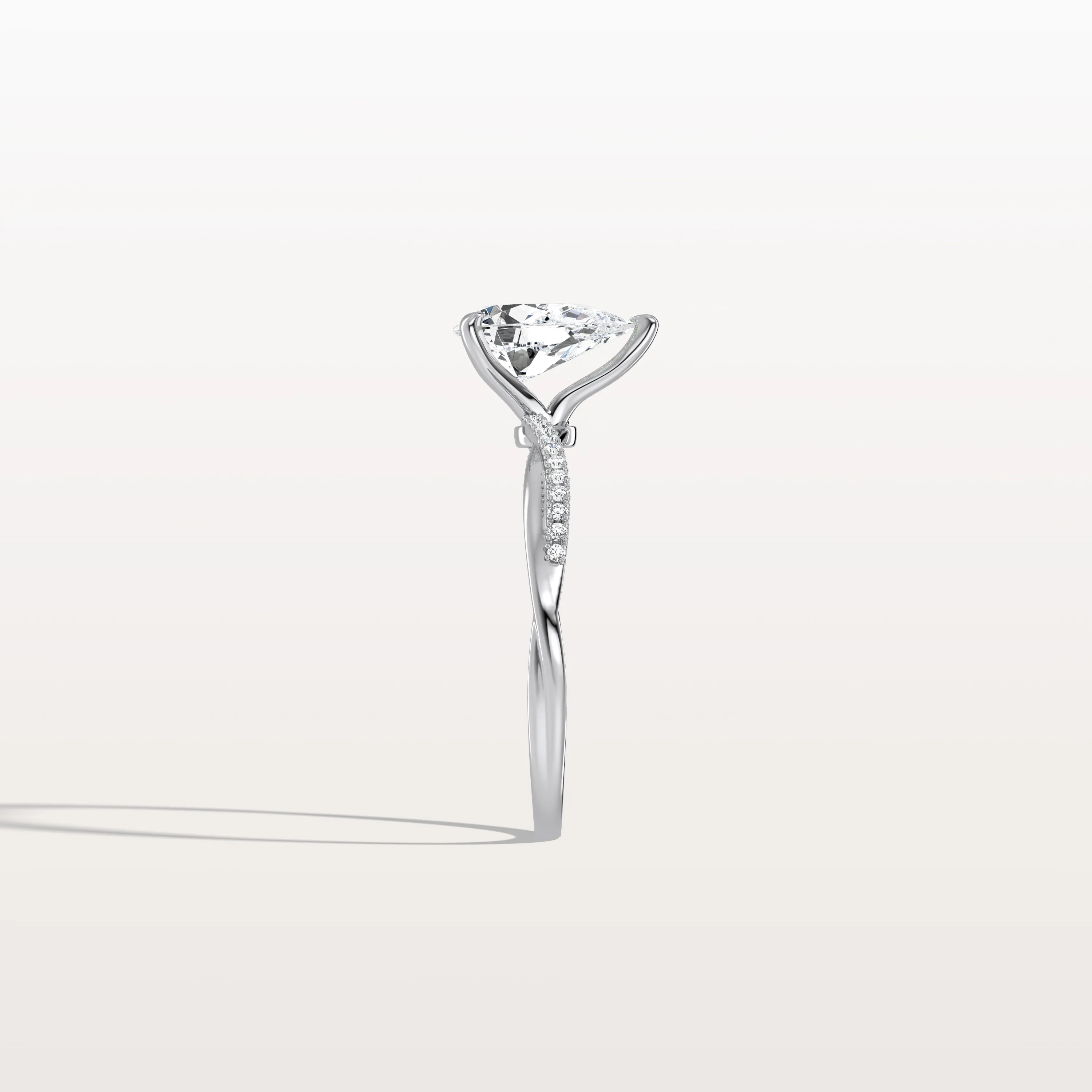 Noelle丨1CT Pear Lab Diamond Engagement Ring–Twisted 14K Gold Band - Image 7