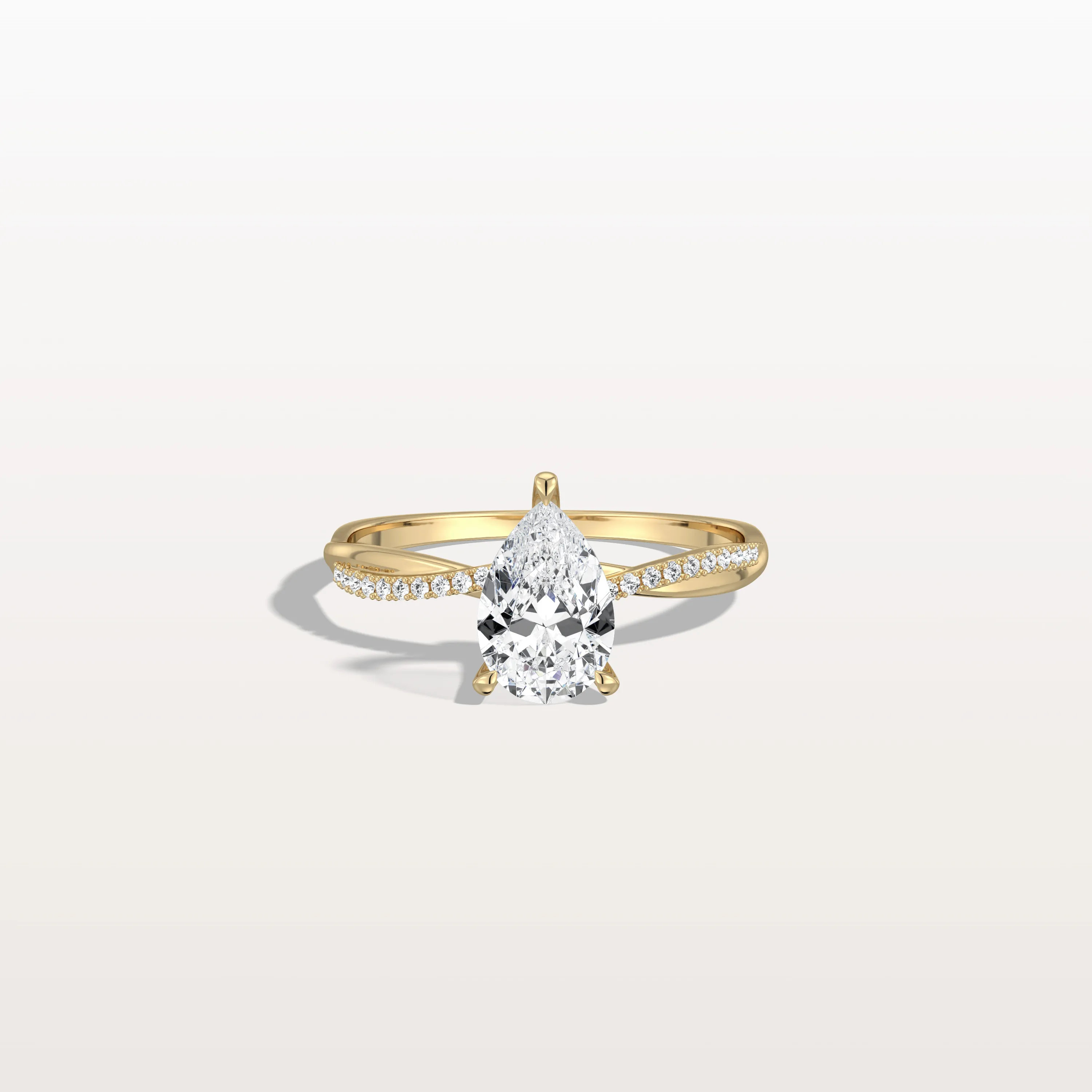 Noelle丨1CT Pear Lab Diamond Engagement Ring–Twisted 14K Gold Band - Image 9