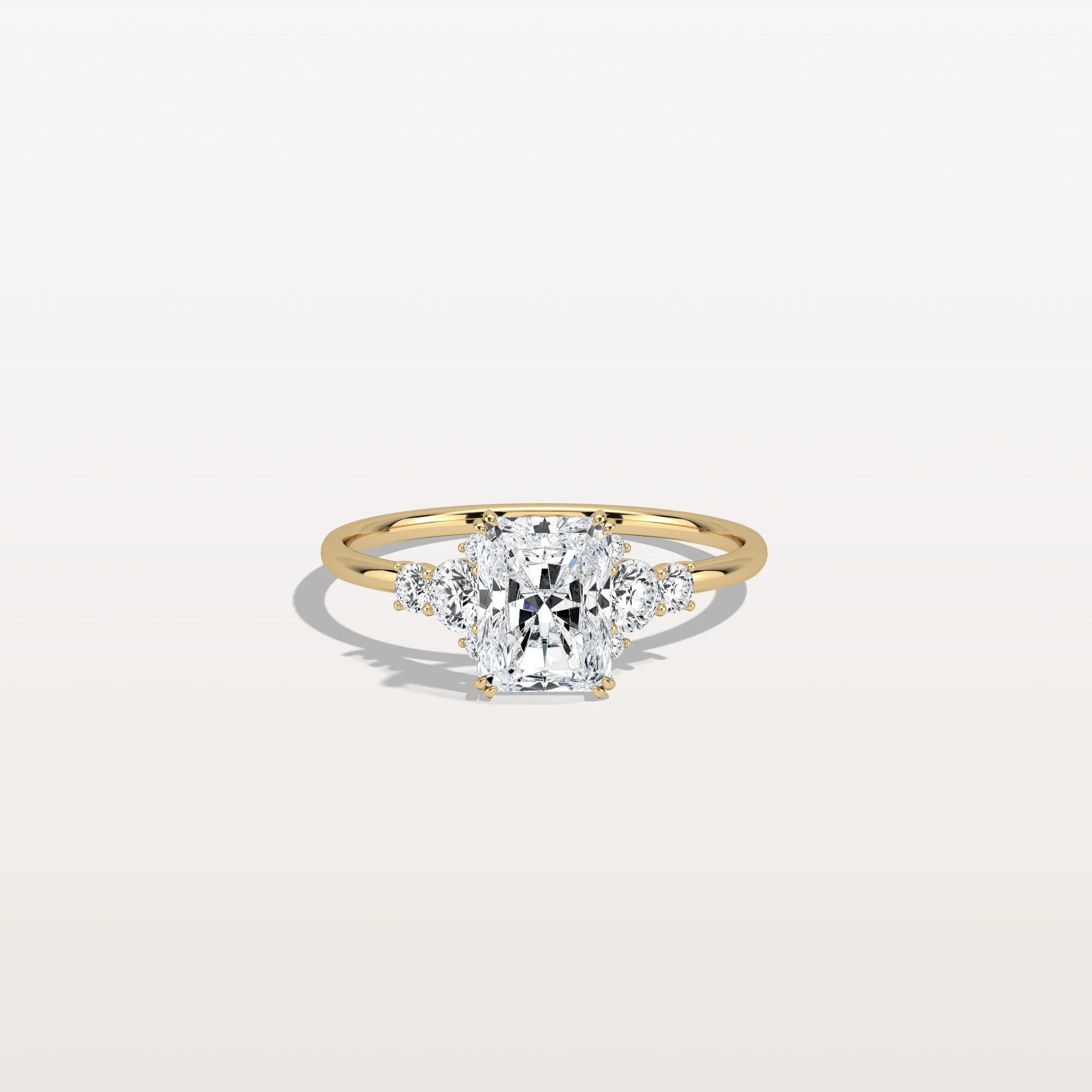 Serene丨1CT Radiant Cut Lab Diamond Side Stone Engagement Ring