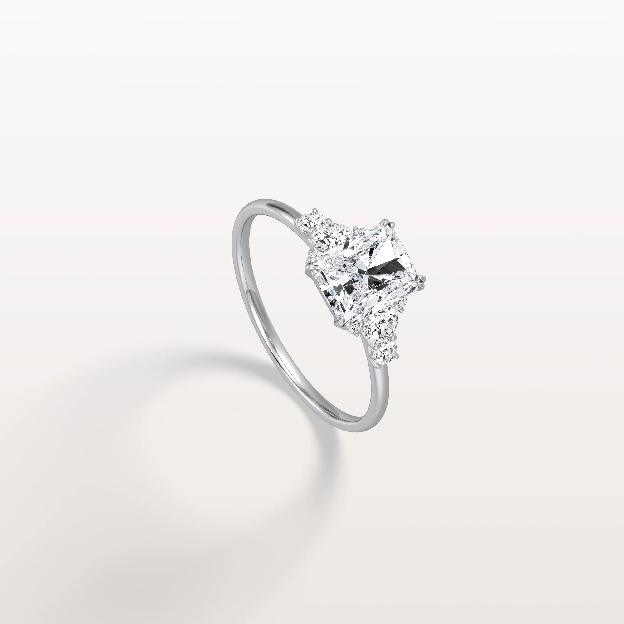 Serene丨1CT Radiant Cut Lab Diamond Side Stone Engagement Ring - Image 29