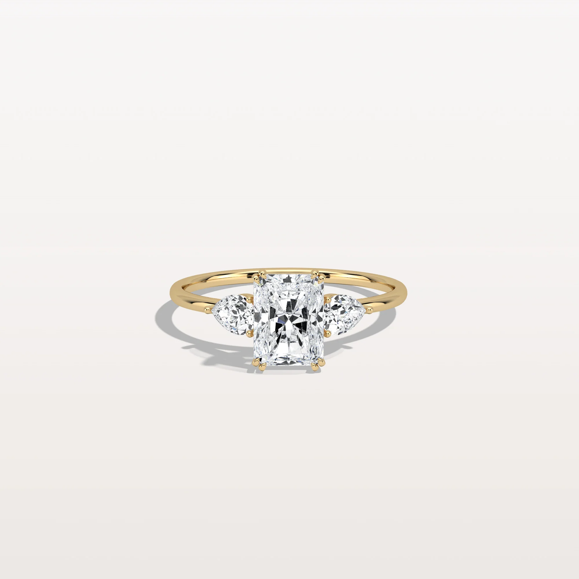 Dahlia丨1CT Radiant Cut Lab Diamond Three Stone Engagement Ring In 14K Solid Gold/Platinum