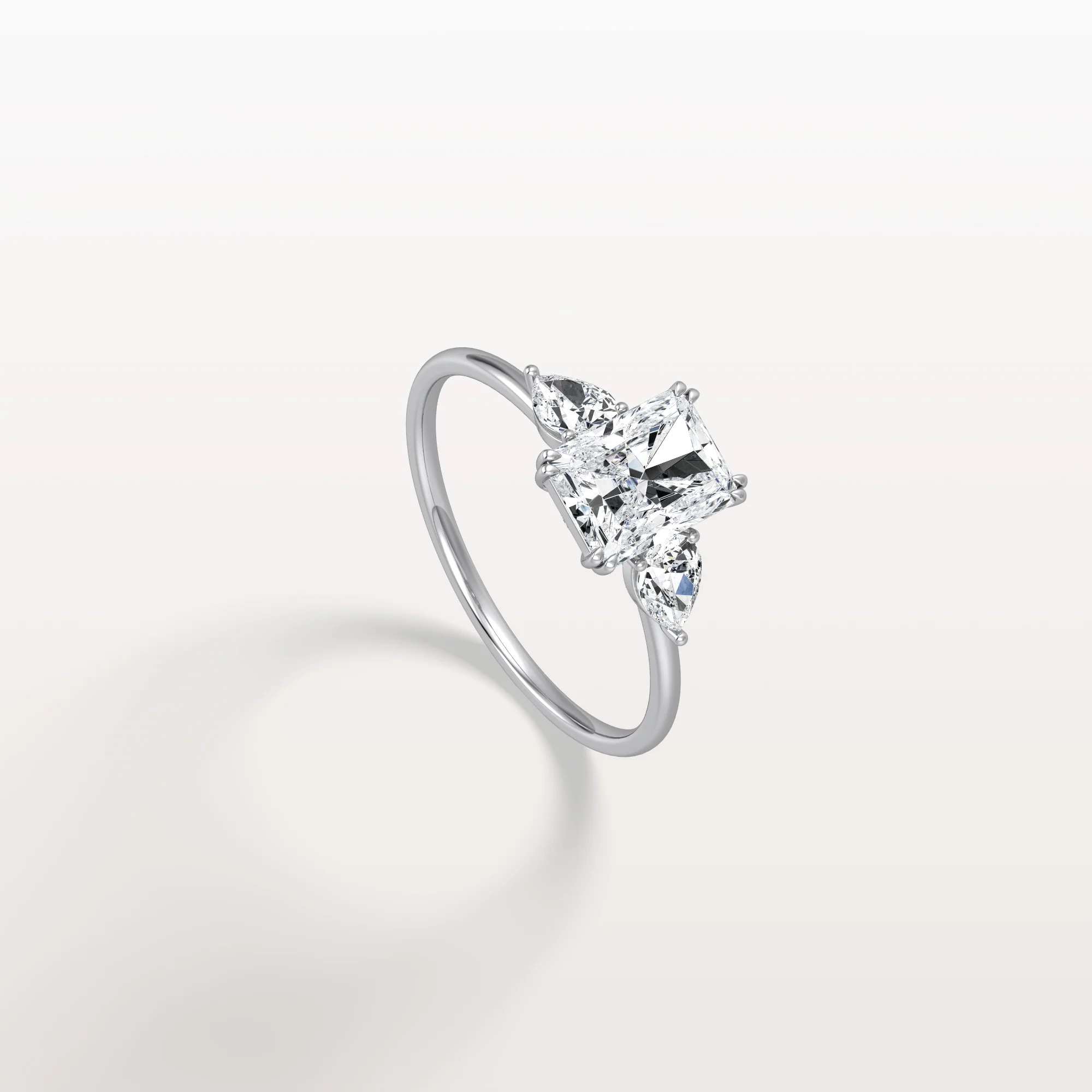 Dahlia丨1CT Radiant Cut Lab Diamond Three Stone Engagement Ring In 14K Solid Gold/Platinum - Image 13