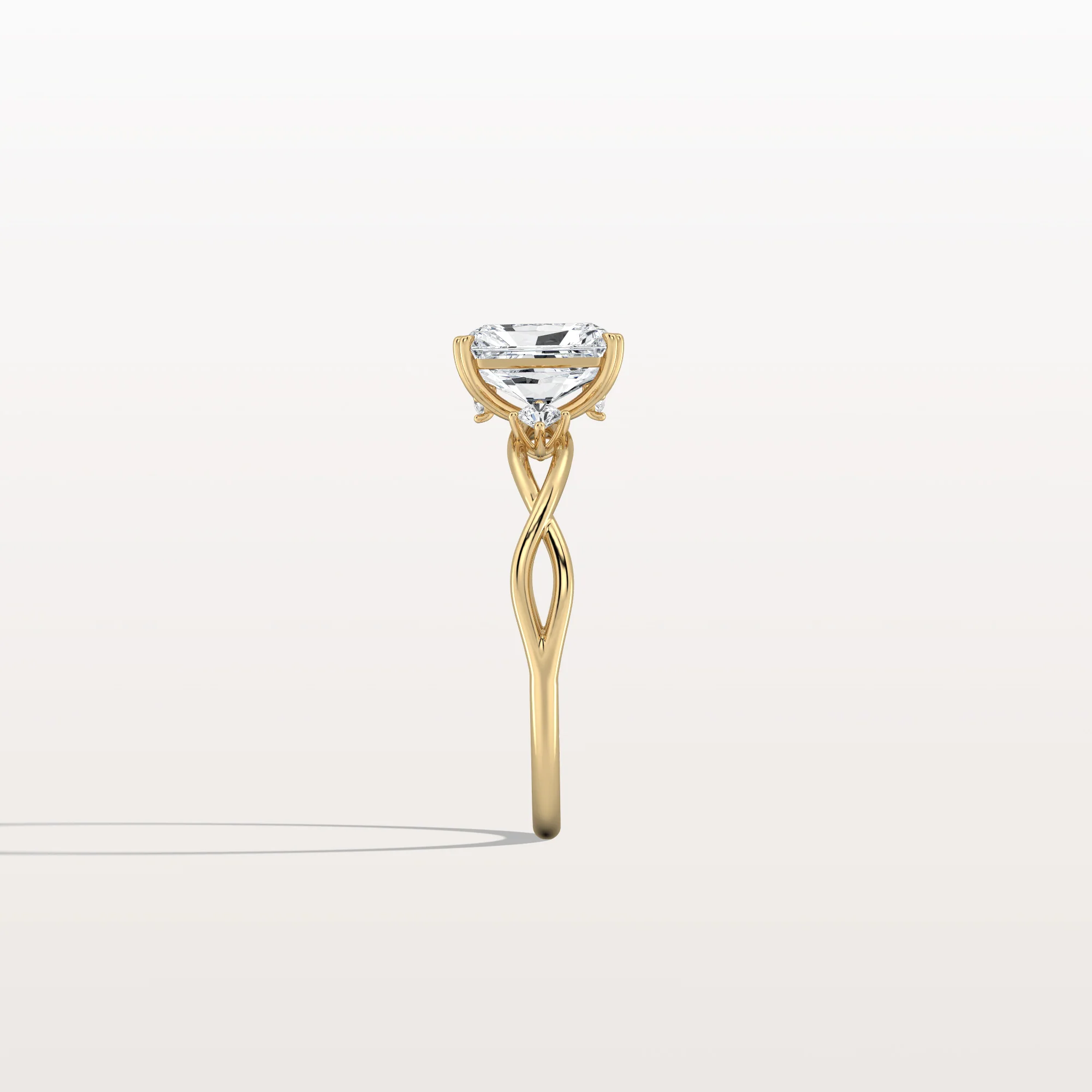 Amira丨1CT Radiant Cut Lab Diamond Twisted Three Stones Engagement Ring - Image 8