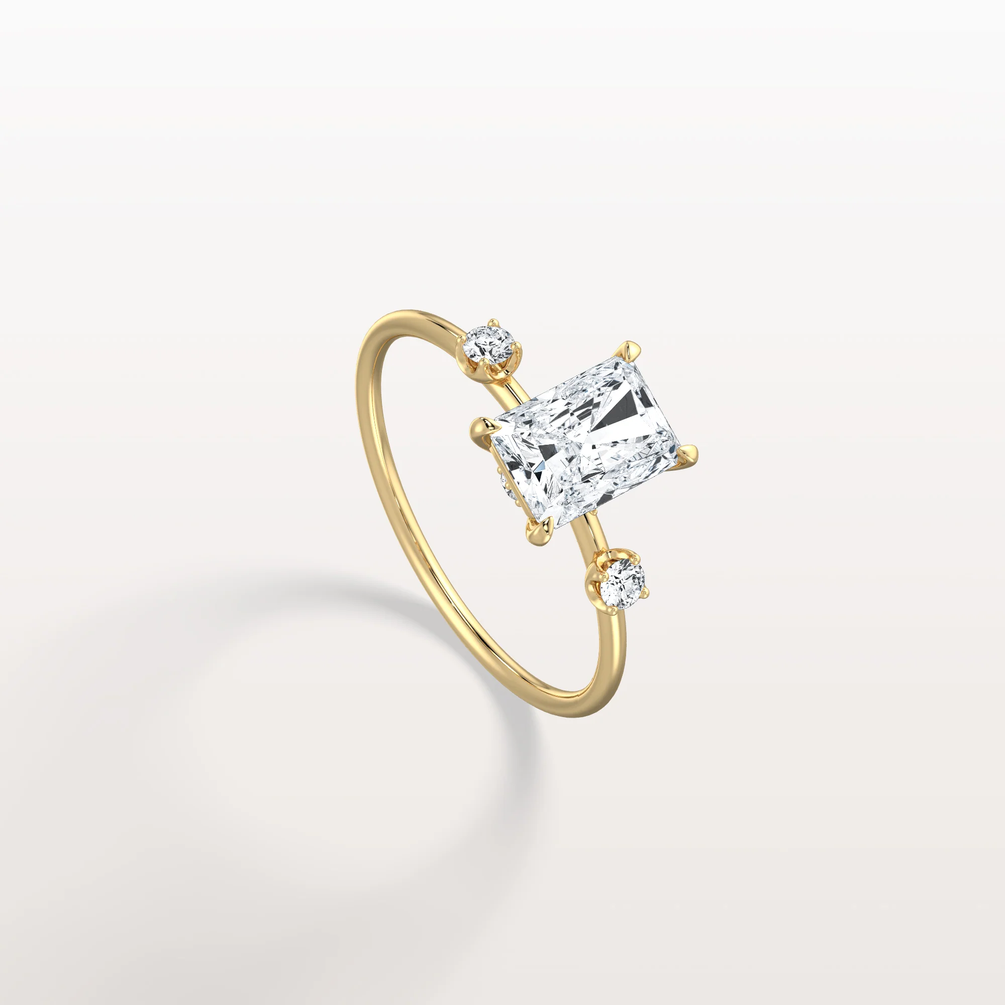 Liora丨1CT Radiant Cut Lab Grown Diamond Three Stones Engagment Ring - Image 4