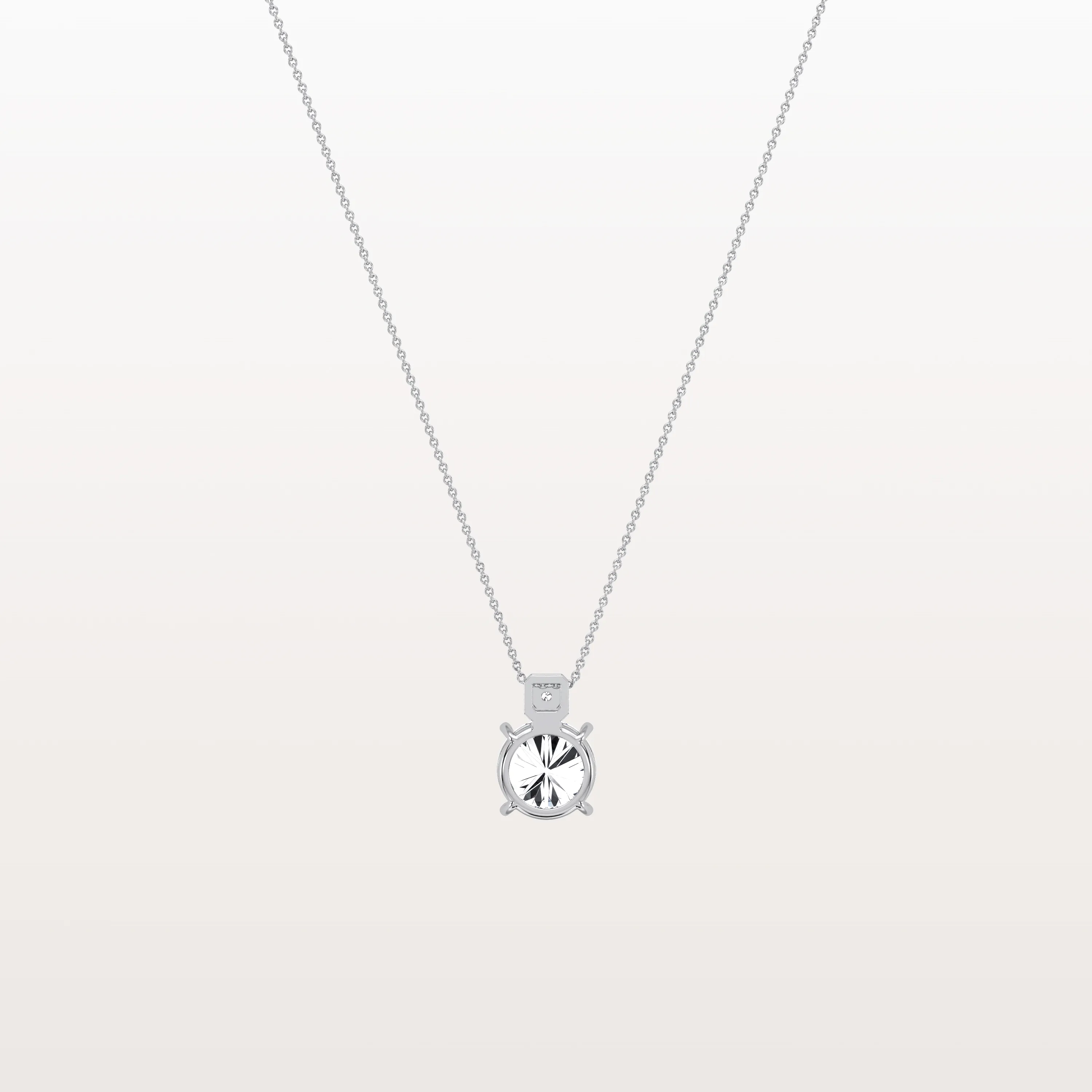 1CT Round Lab Grown Diamond Necklace in 14K Gold/Platinum - Image 11