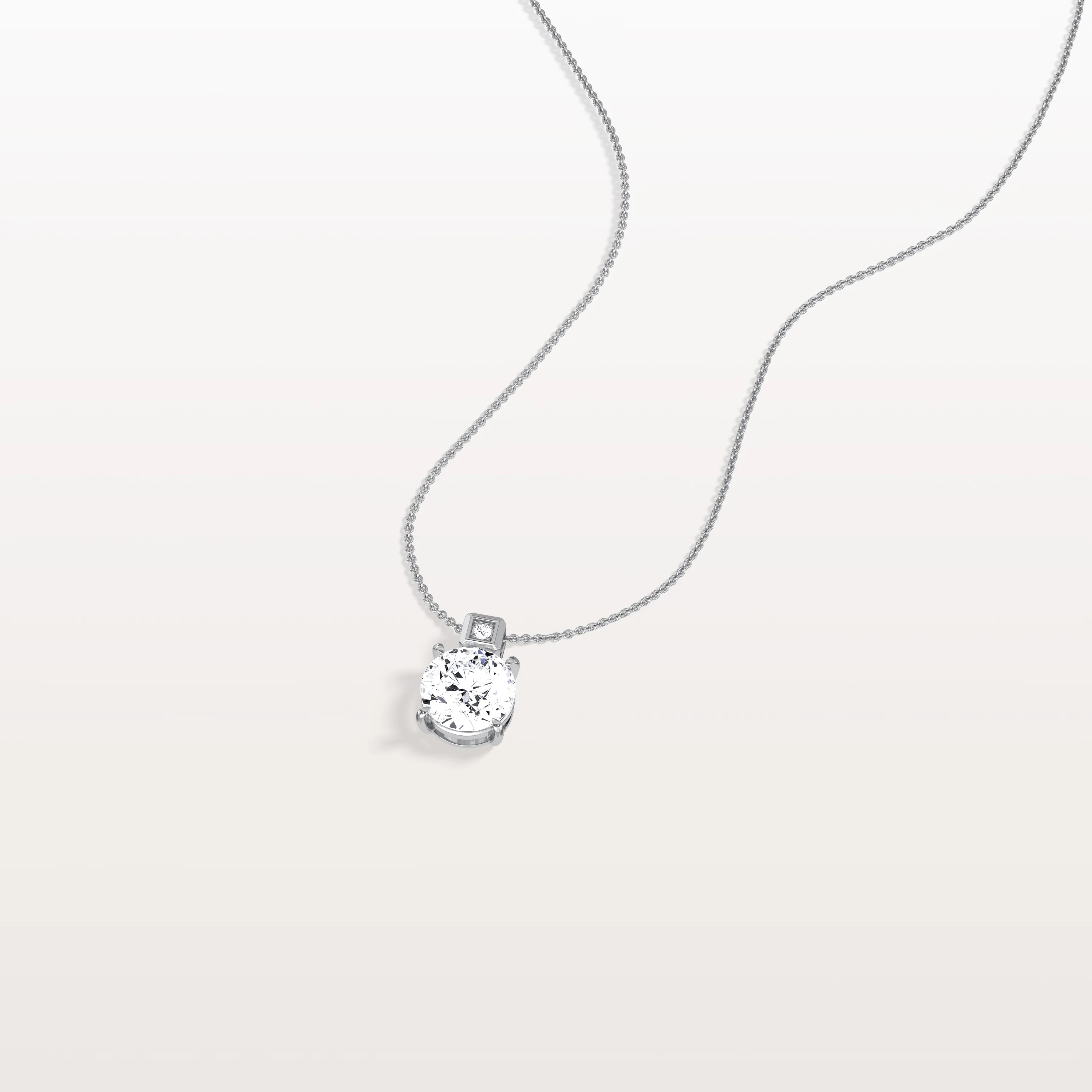 1CT Round Lab Grown Diamond Necklace in 14K Gold/Platinum - Image 13