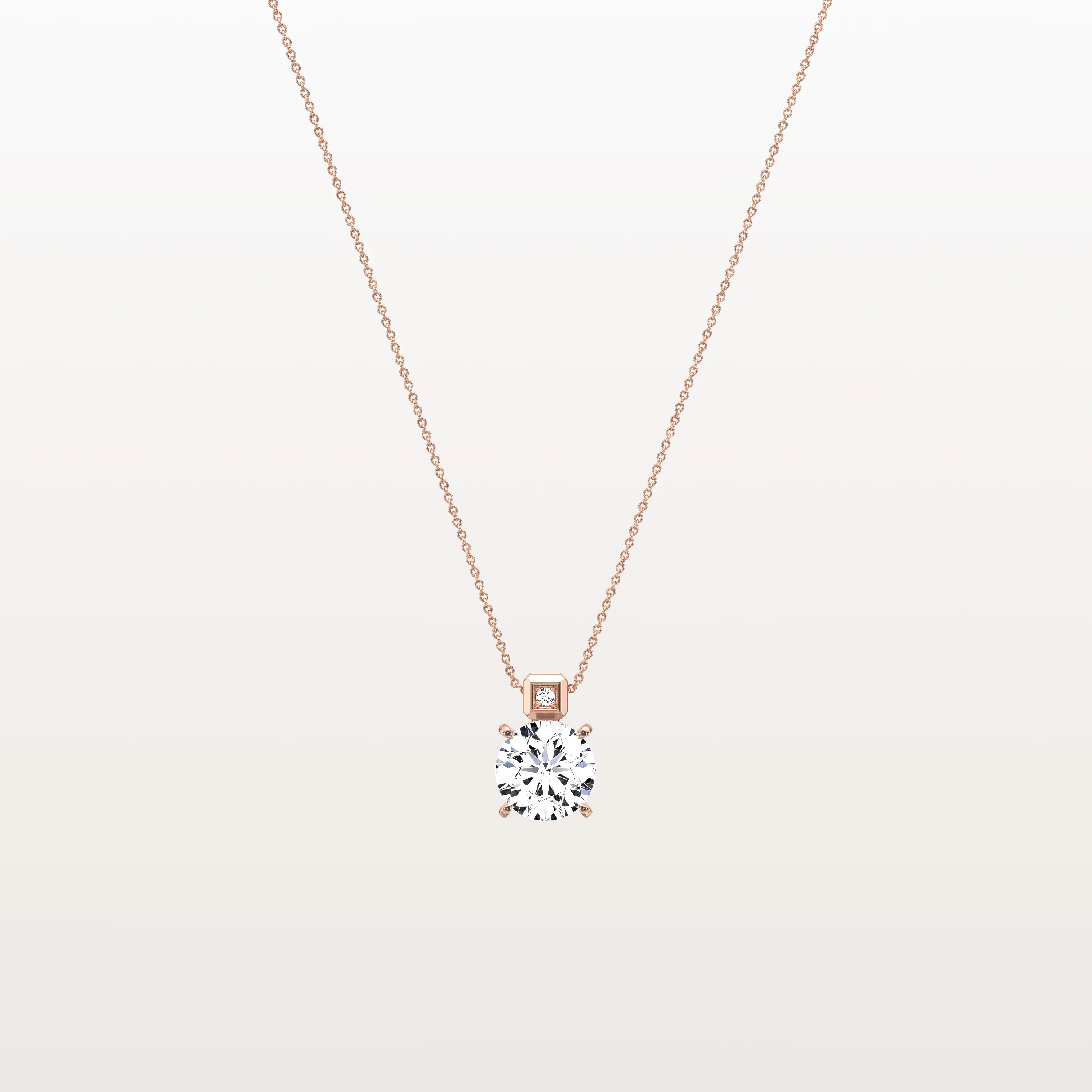 1CT Round Lab Grown Diamond Necklace in 14K Gold/Platinum - Image 14