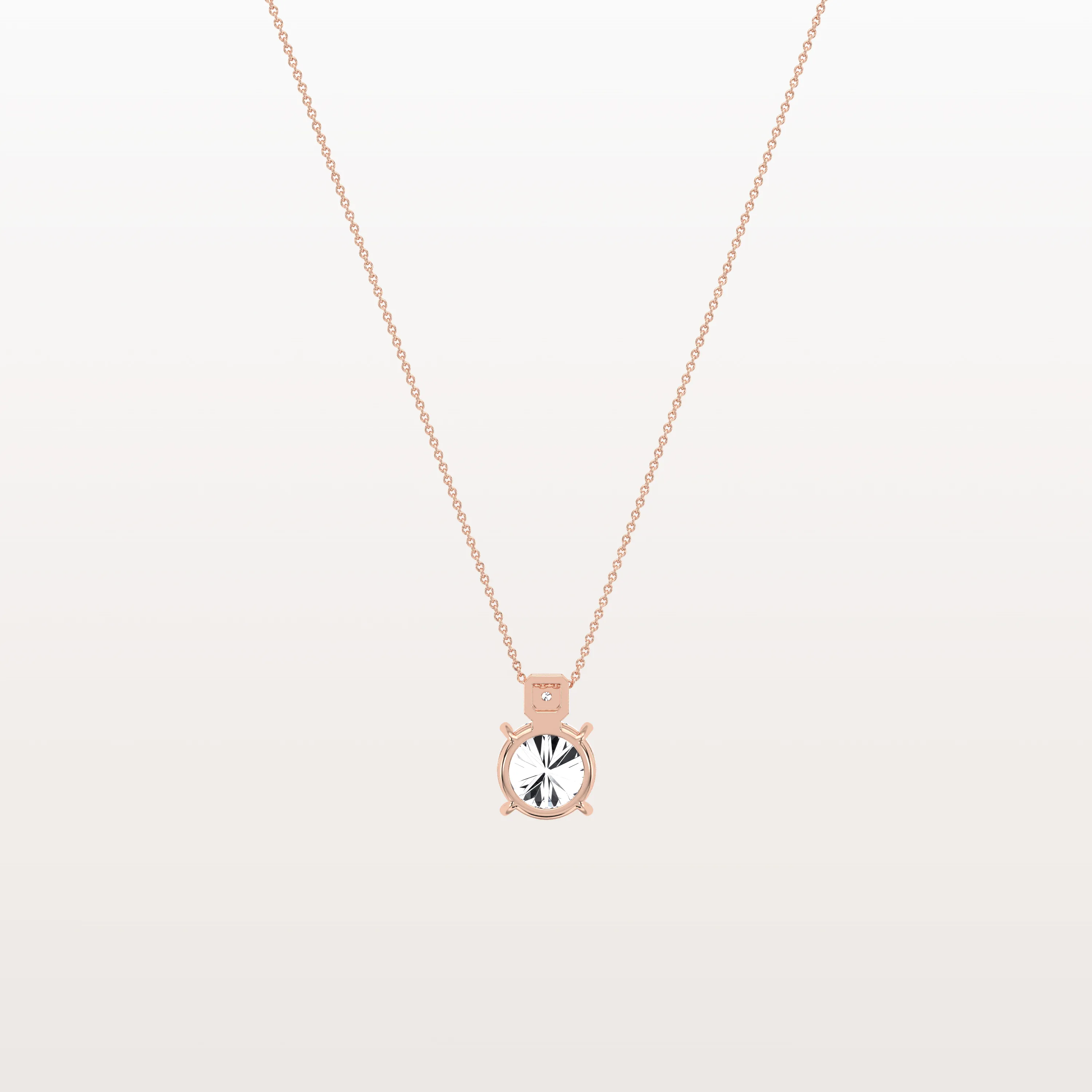 1CT Round Lab Grown Diamond Necklace in 14K Gold/Platinum - Image 18