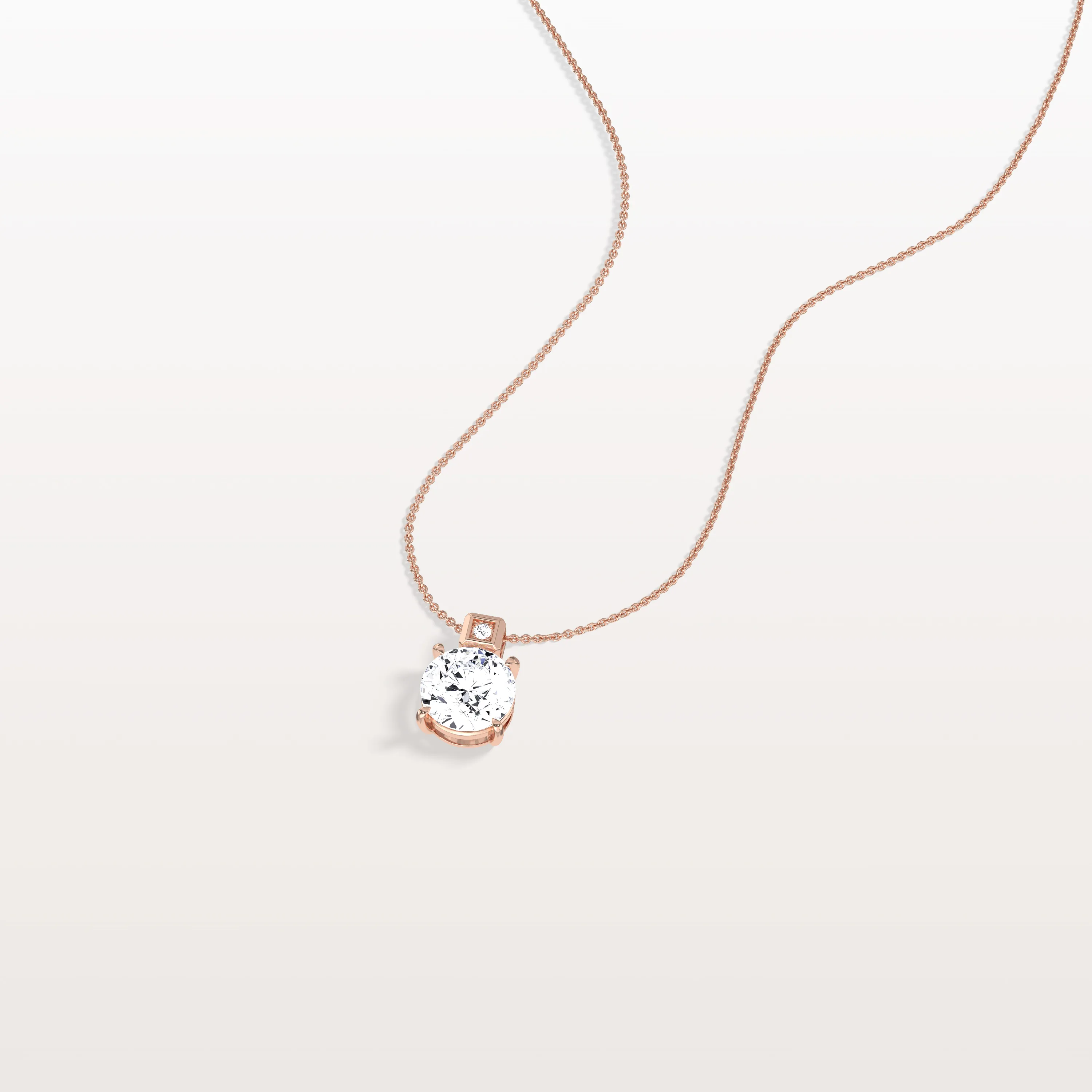 1CT Round Lab Grown Diamond Necklace in 14K Gold/Platinum - Image 19