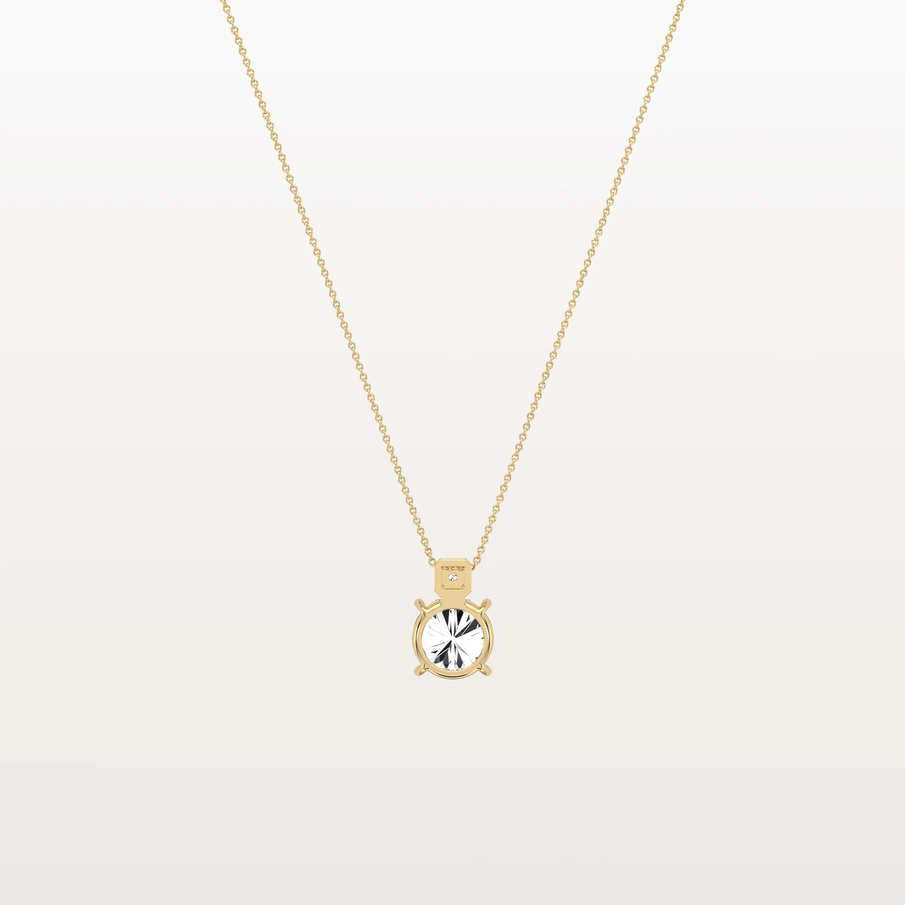 1CT Round Lab Grown Diamond Necklace in 14K Gold/Platinum - Image 4