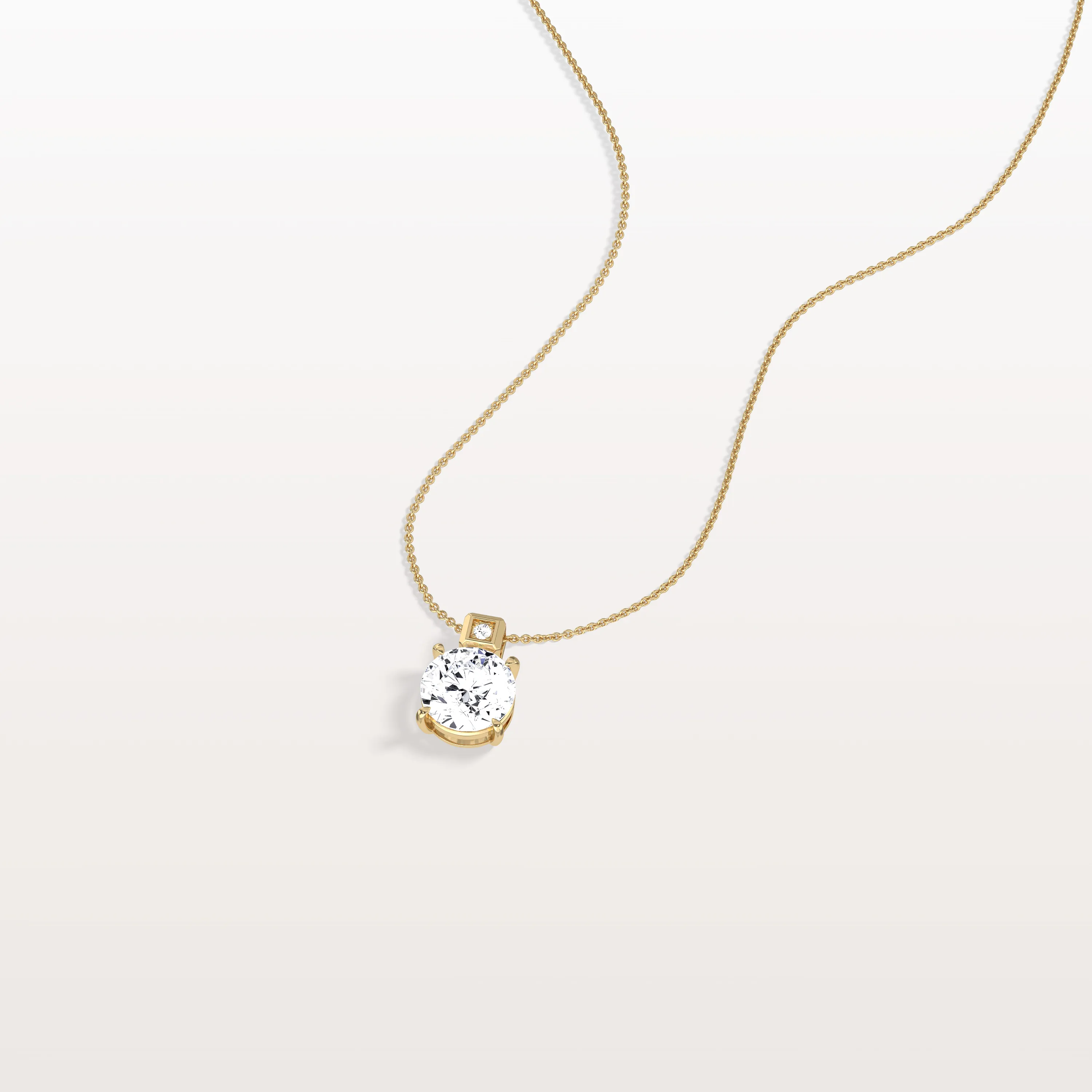 1CT Round Lab Grown Diamond Necklace in 14K Gold/Platinum - Image 6