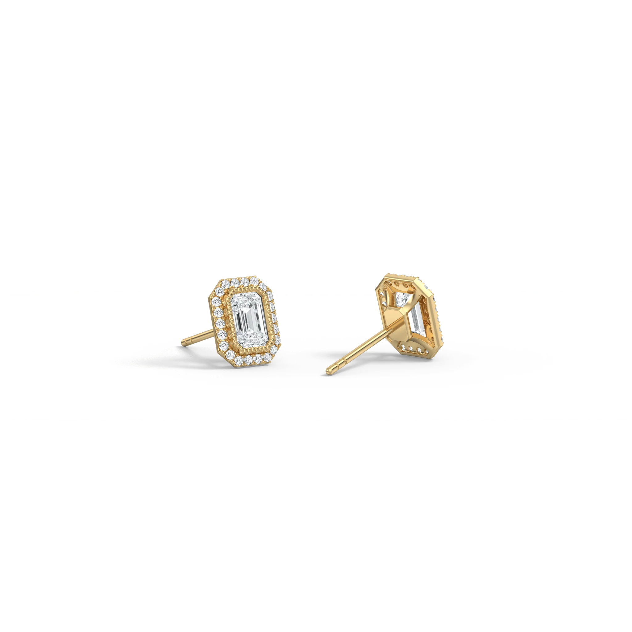 1CTW Beaded Edge Halo Lab-Grown Diamond Studs - Image 12