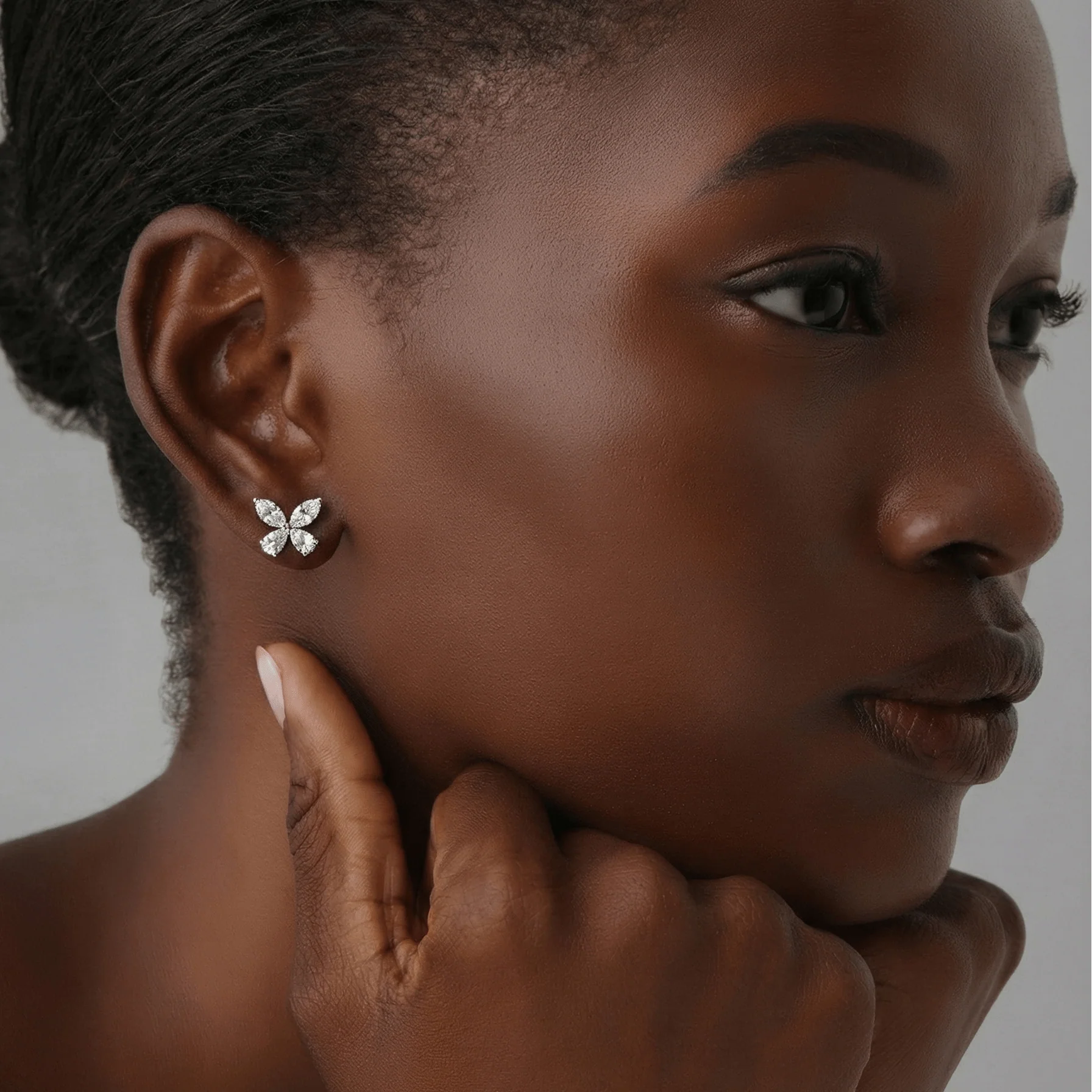 1CTW Lab Grown Diamond Butterfly Stud Earring - Image 3