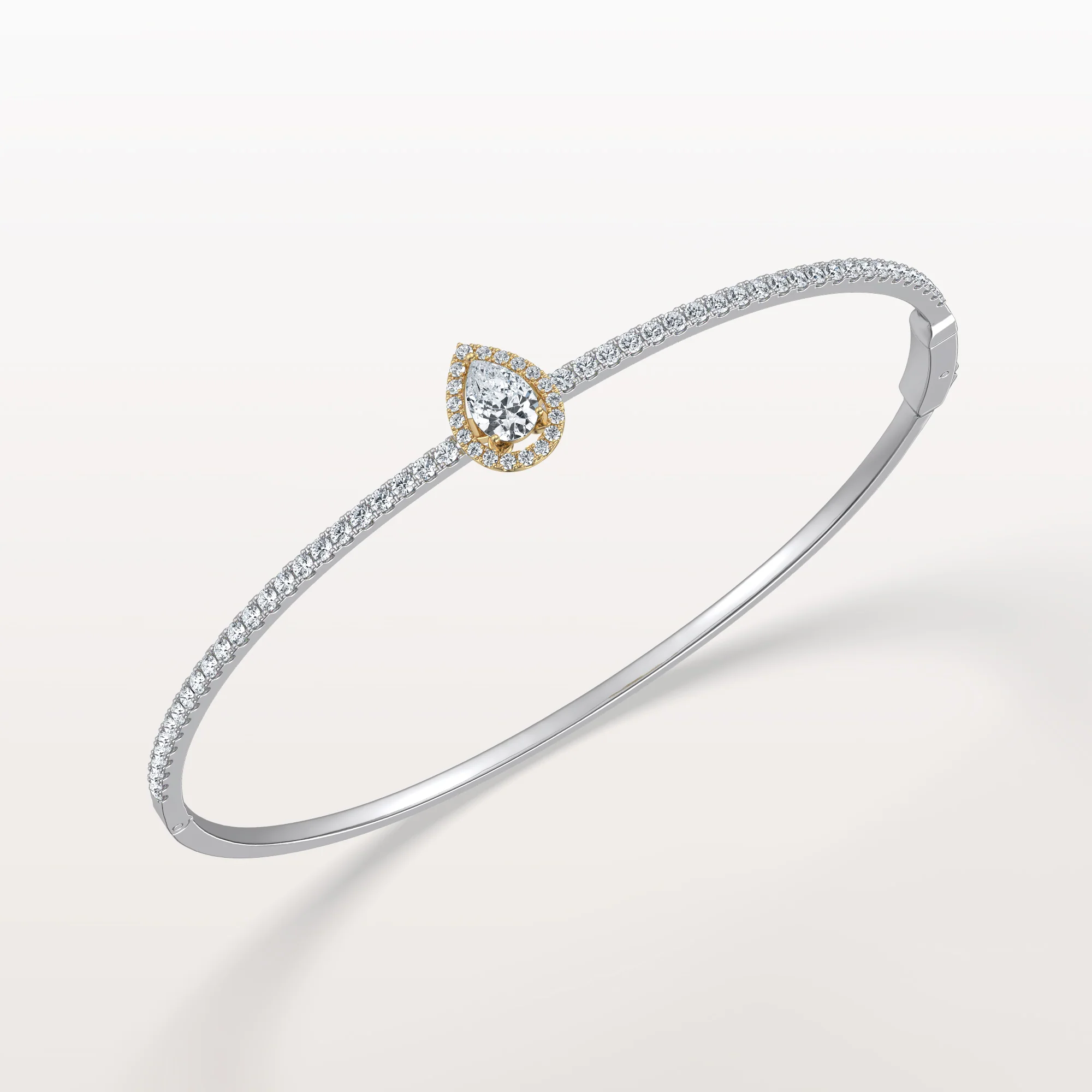 1.09CTW Pear Lab Grwon Diamond Pave Halo Bangel Bracelet - Image 26