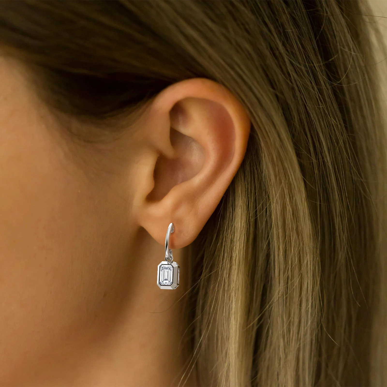 1CTW Emerald Cut Lab Grown Diamond Drop Earring - Image 10