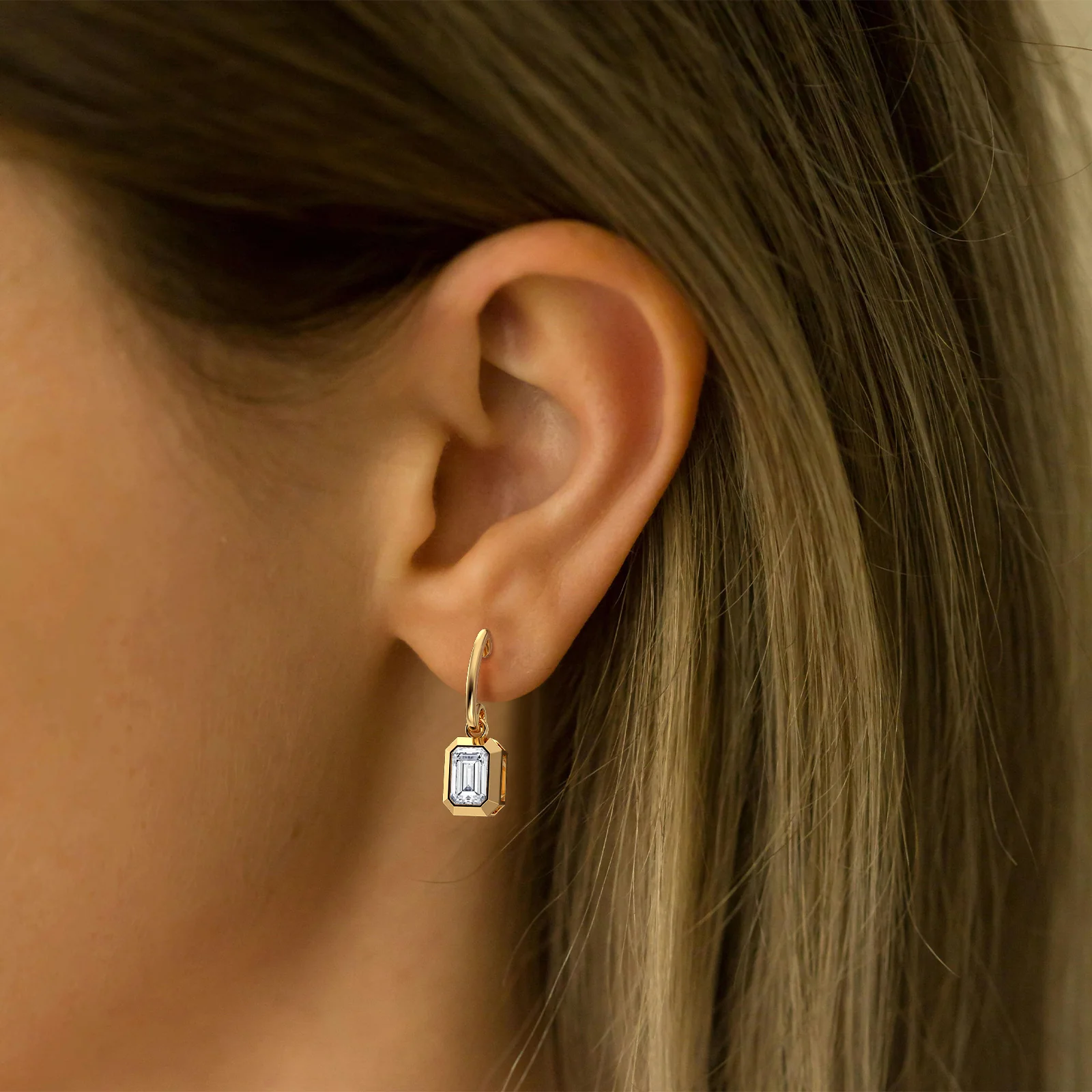 1CTW Emerald Cut Lab Grown Diamond Drop Earring - Image 3