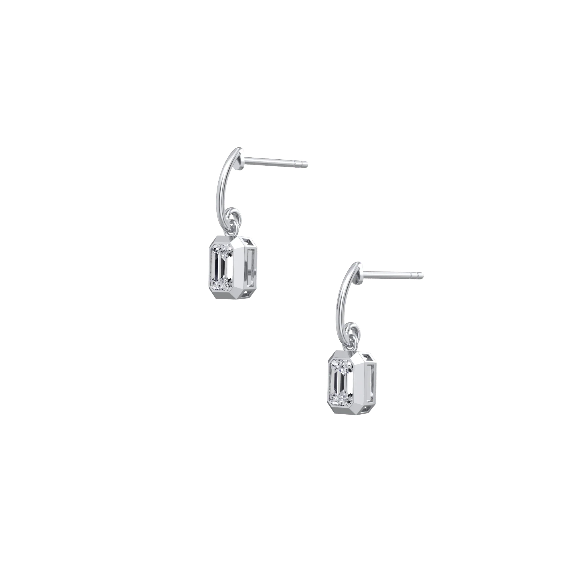 1CTW Emerald Cut Lab Grown Diamond Drop Earring - Image 8