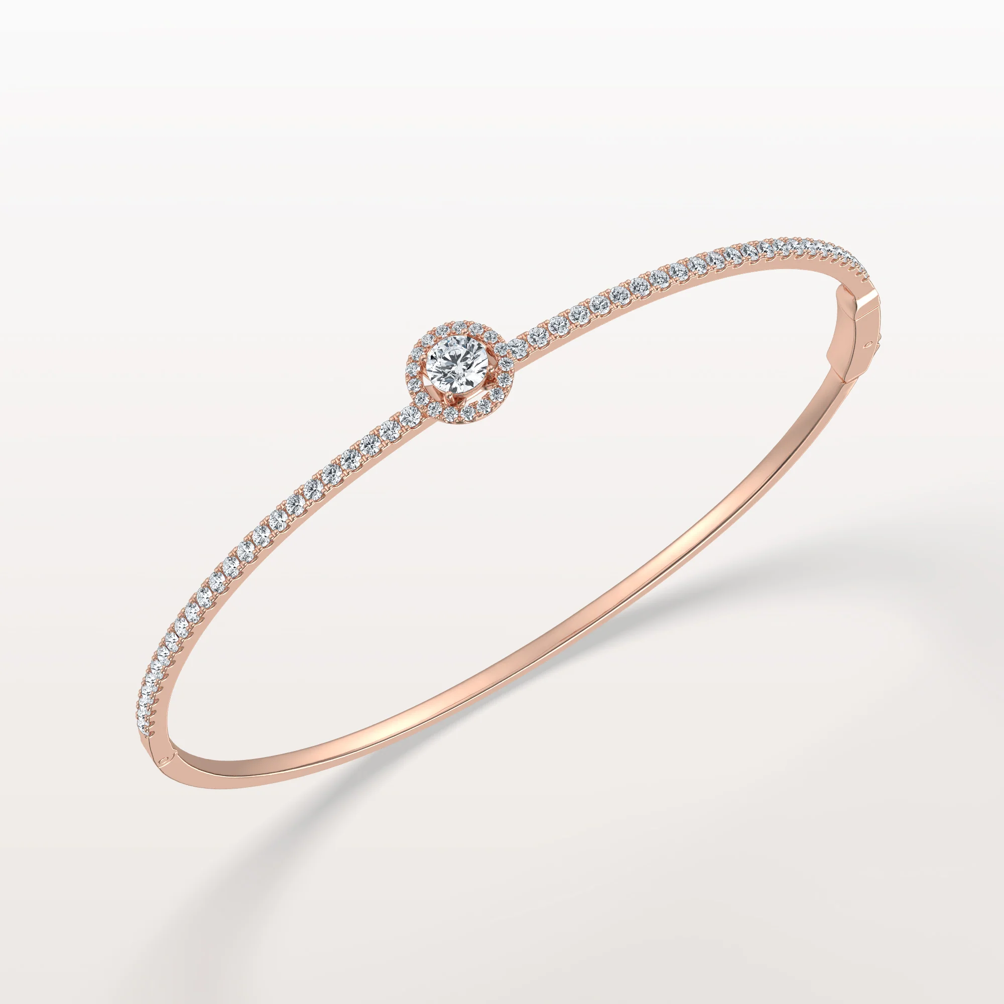 1CTW Round Lab Grwon Diamond Pave Halo Bangel Bracelet - Image 14