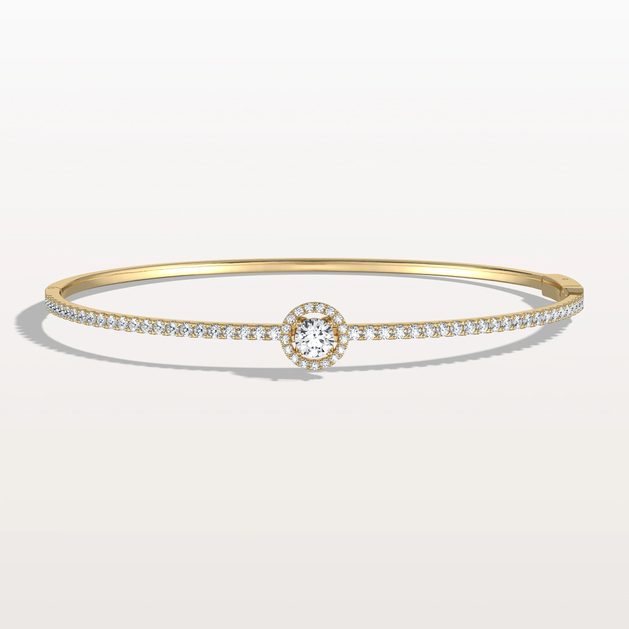 1CTW Round Lab Grwon Diamond Pave Halo Bangel Bracelet - Image 4