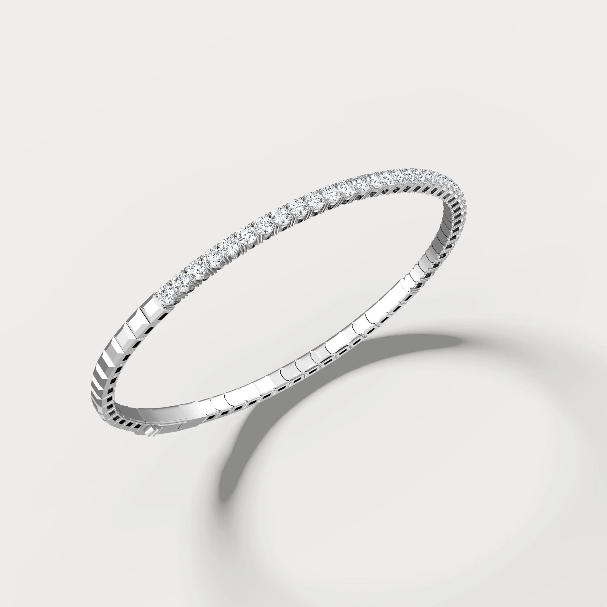 Moissanite Ice Cube Flexi Bangle in Sterling Silver
