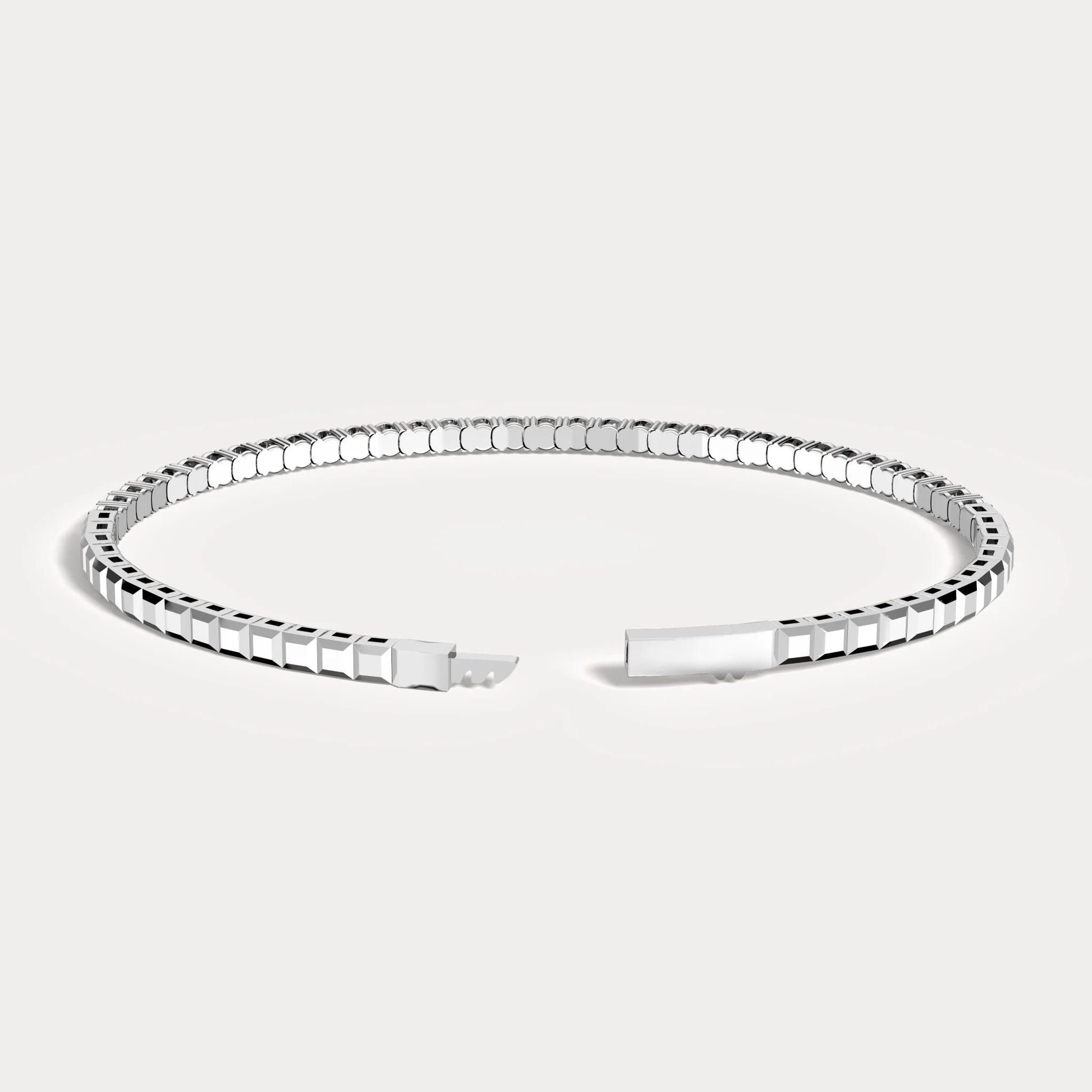 Moissanite Ice Cube Flexi Bangle in Sterling Silver - Image 7