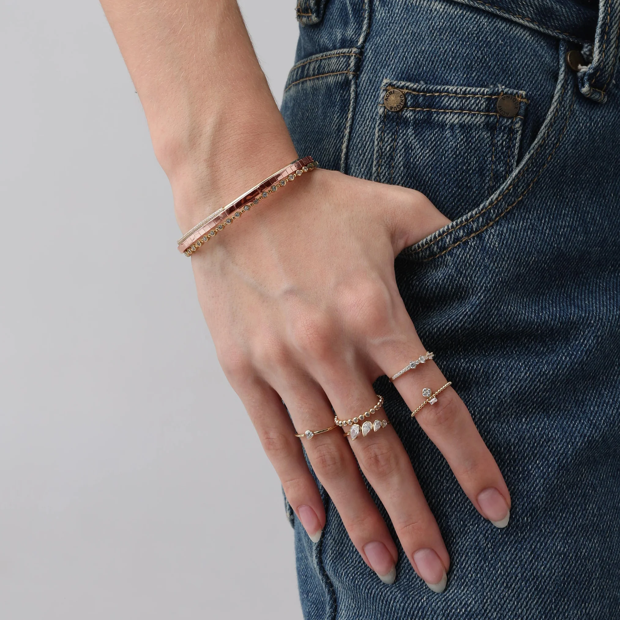 2.4CTW Lab-grown Diamond Ice Cube Flexible Bracelet In 14K Solid Gold - Image 21