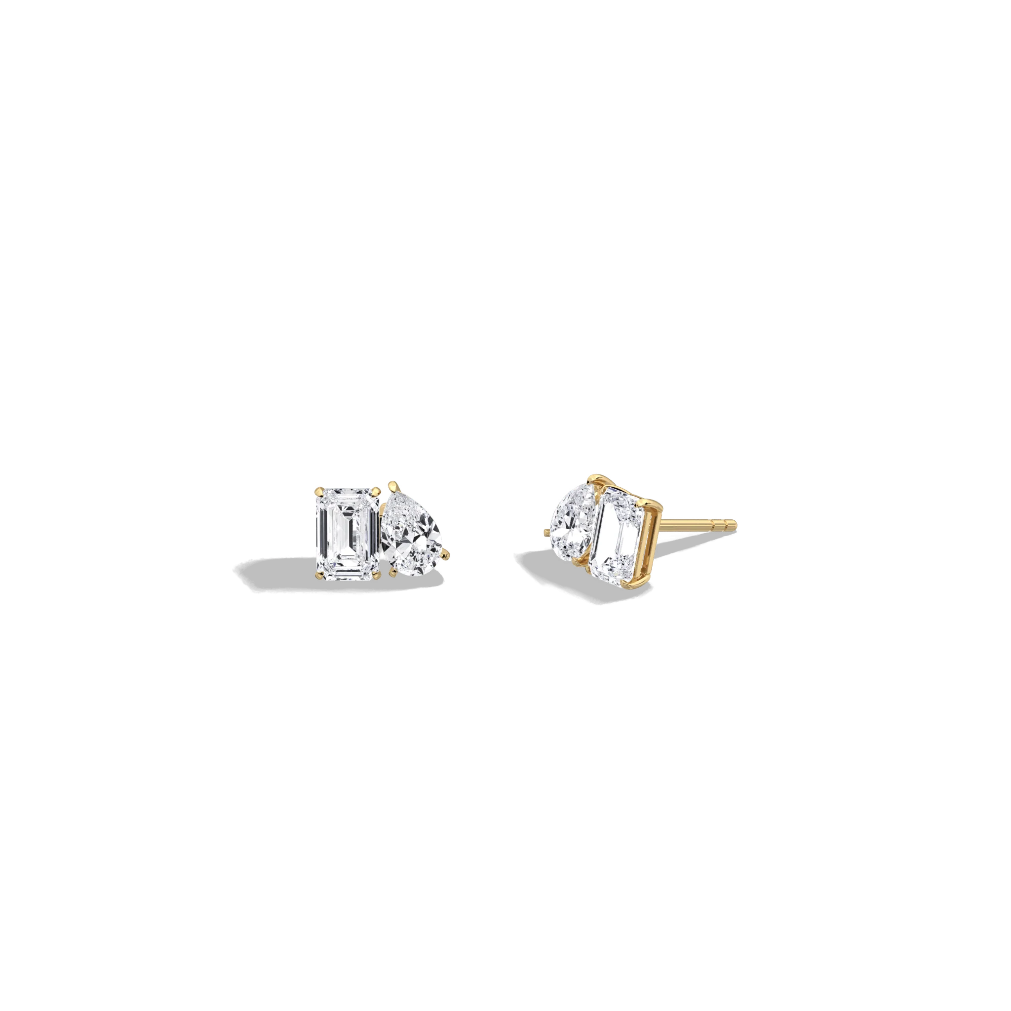 2.6CTW Lab Diamond Toi Et Moi Stud Earring in 14K Solid Gold/Platinum - Image 4