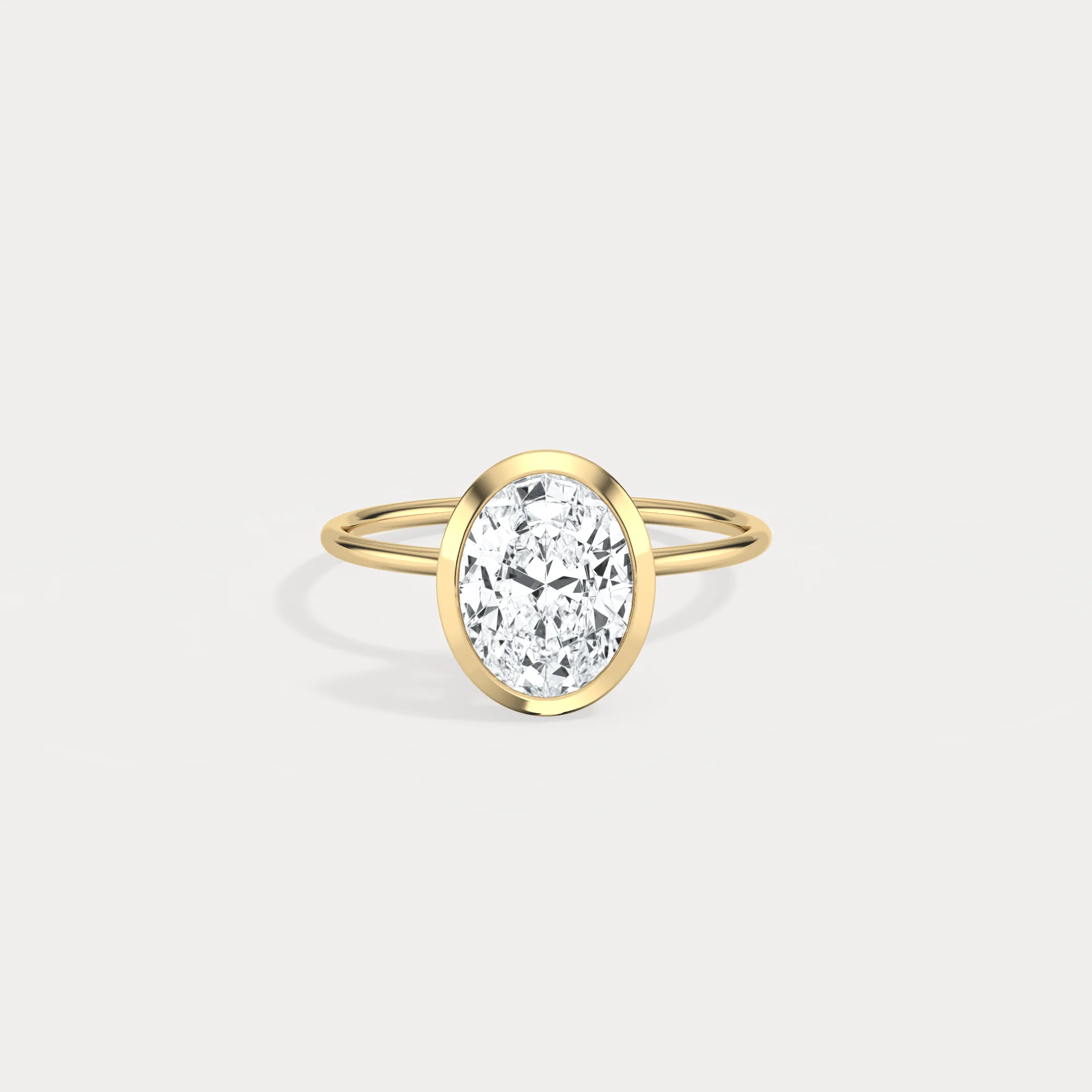 Sophia丨2CT Oval Cut Lab-Grown Diamond Bezel Engagement Ring in 14K Gold/Platinum