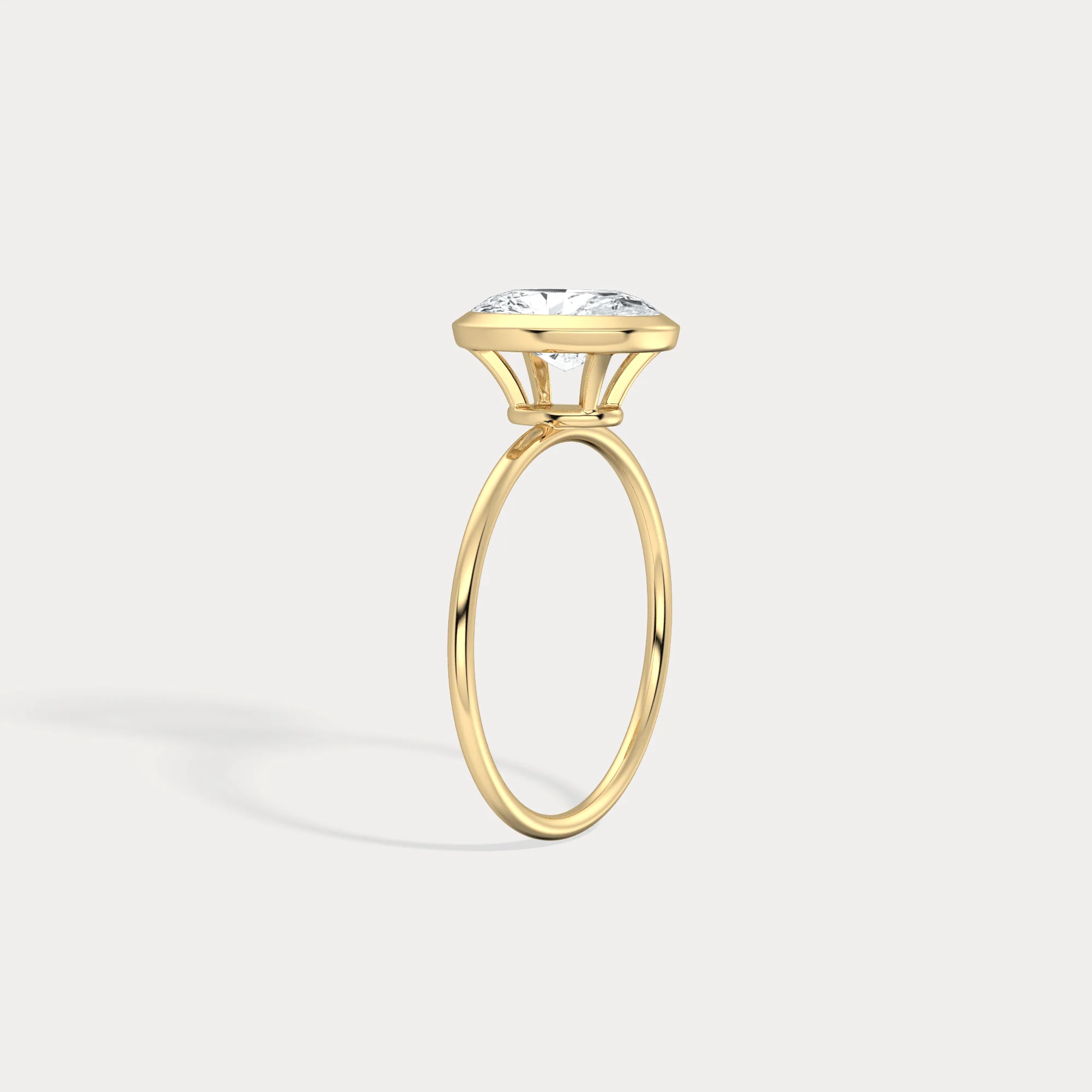 Sophia丨2CT Oval Cut Lab-Grown Diamond Bezel Engagement Ring in 14K Gold/Platinum - Image 4