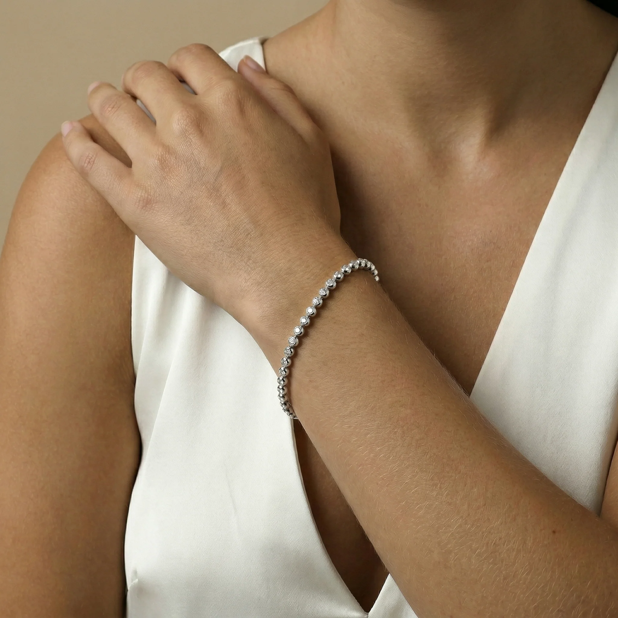 2 CTW Bezel Set Lab-Grown Diamond Tennis Bracelet in Sterling Silver - Image 2